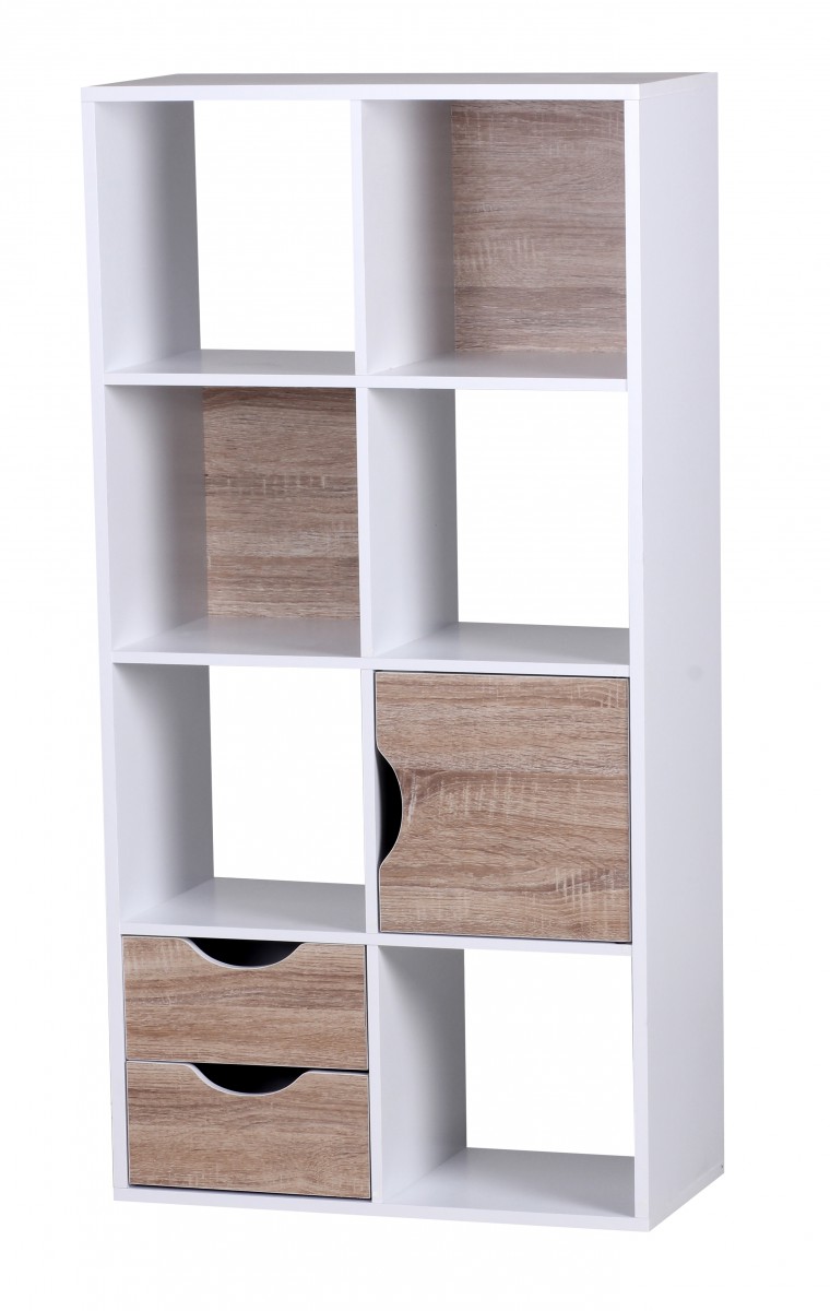 Librería  massa 60 x 120 x 29 cm roble sonoma blanco con cajones y puerta