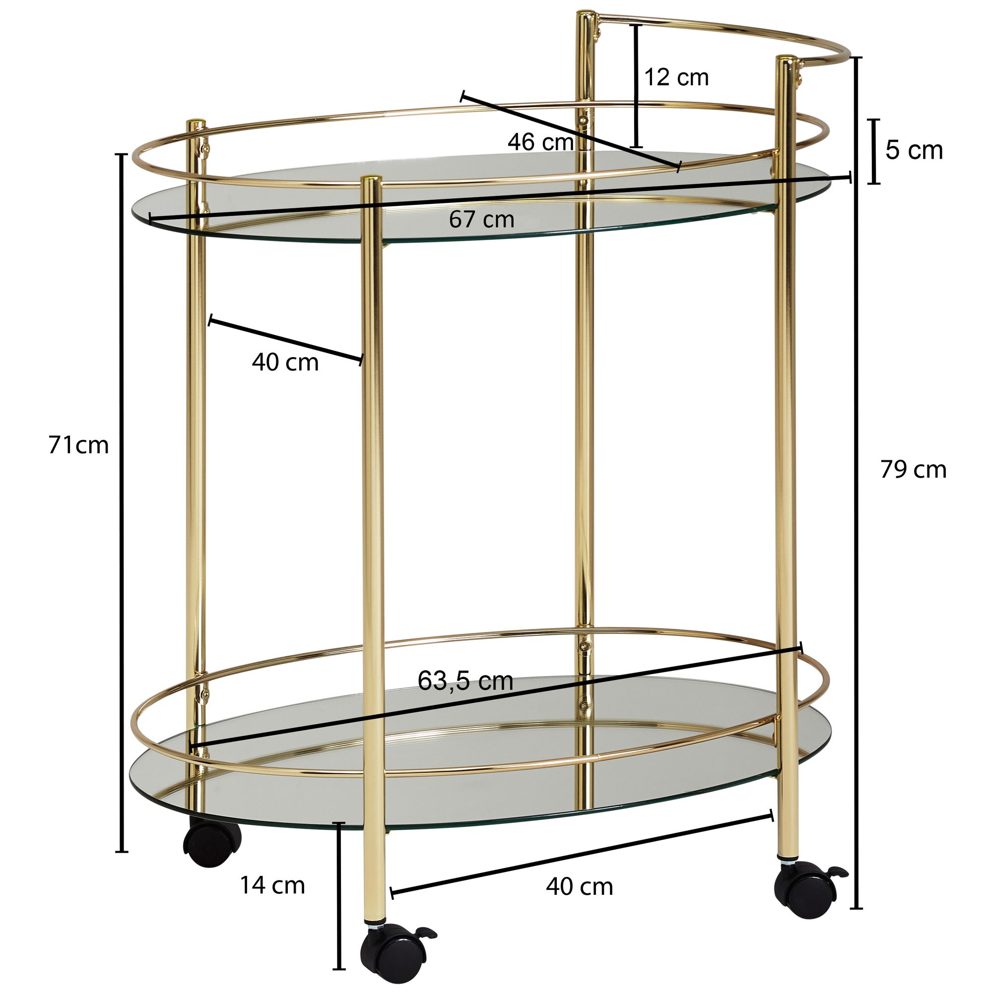 Diseño  carrito de servicio dorado 67x79 cm mobile mini bar