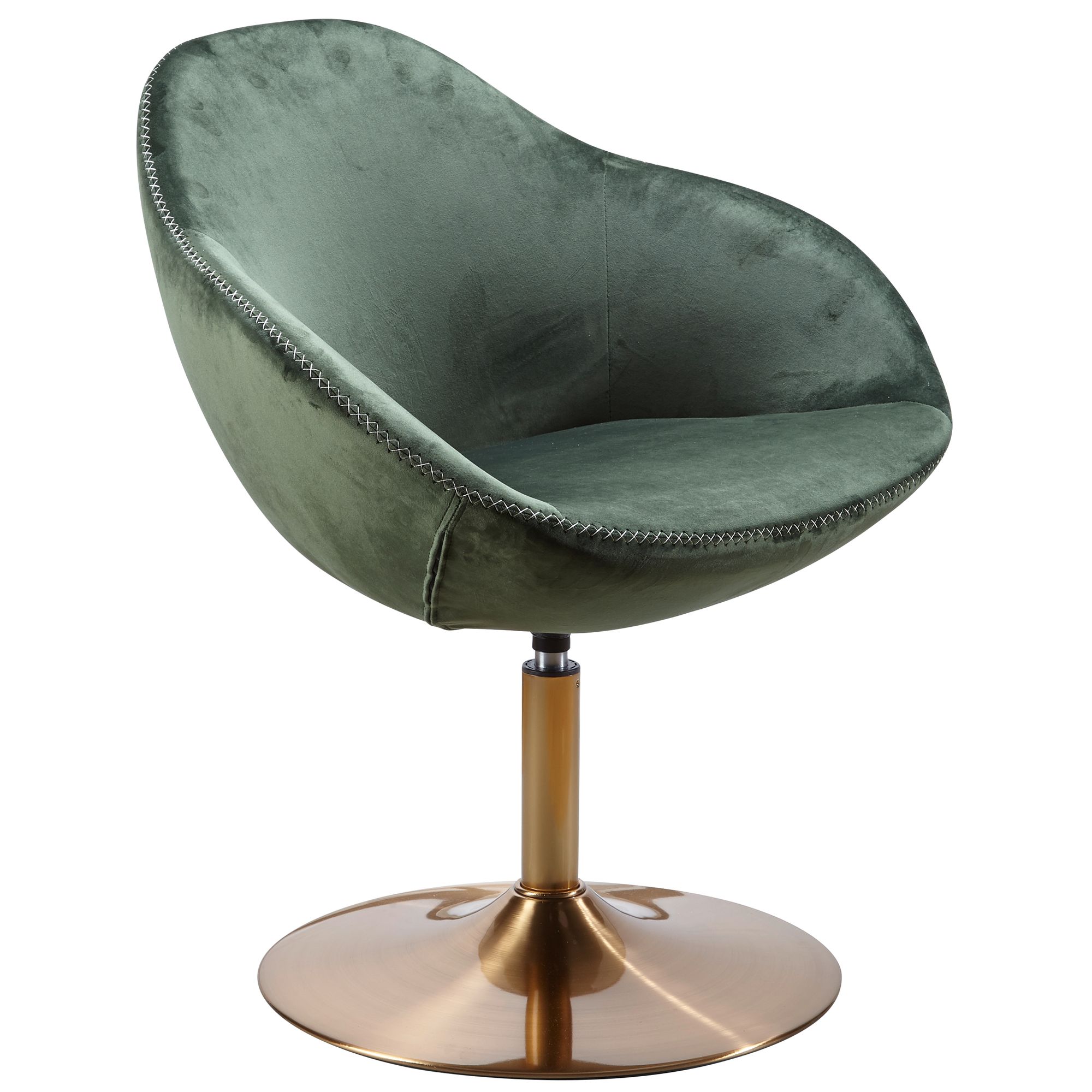 Sillón giratorio sarin de terciopelo verde / dorado, diseño 70x79x70 cm