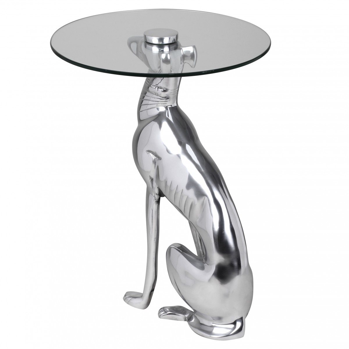 Design deco figura perro fabricada en aluminio color plata