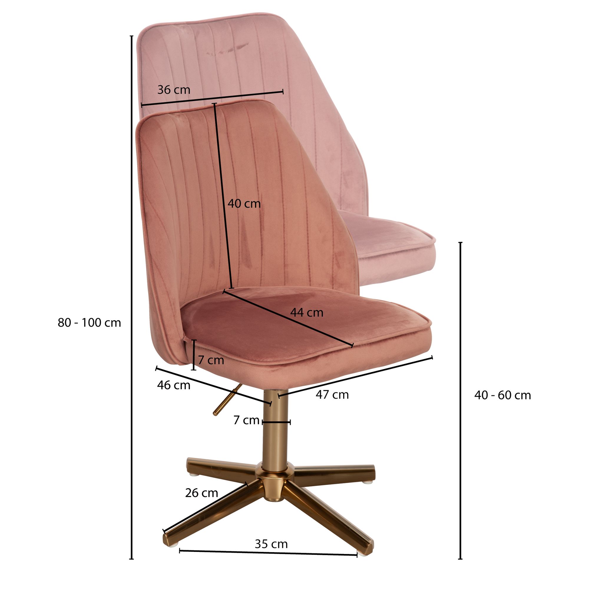 Silla de escritorio silla giratoria de diseño de terciopelo rosa con respaldo