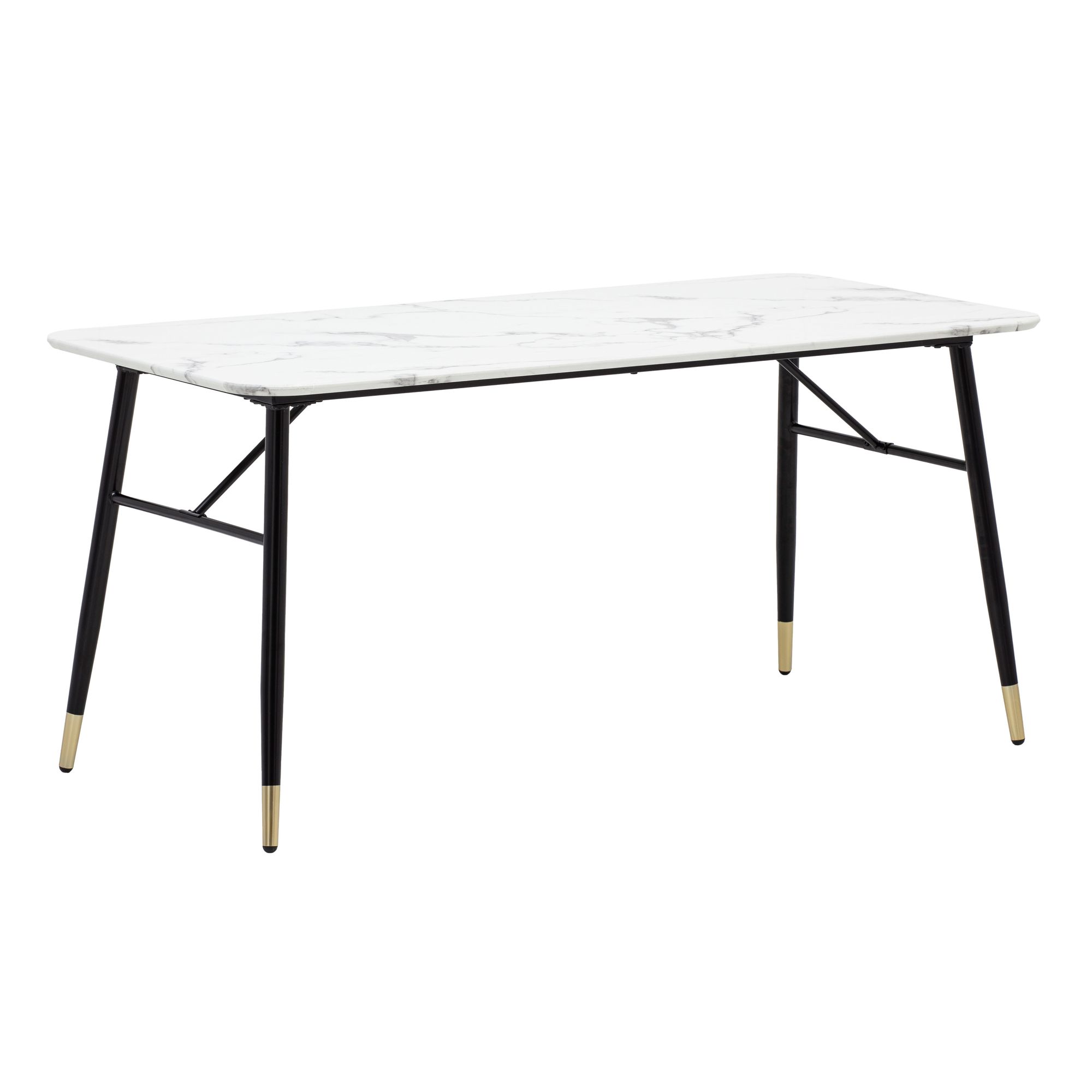 Mesa de comedor 120x60x76 cm mesa de comedor blanca con aspecto de mármol moderna, mesa de cocina pequeña, mesa de comedor rectangular, mesa de comedor con patas de metal