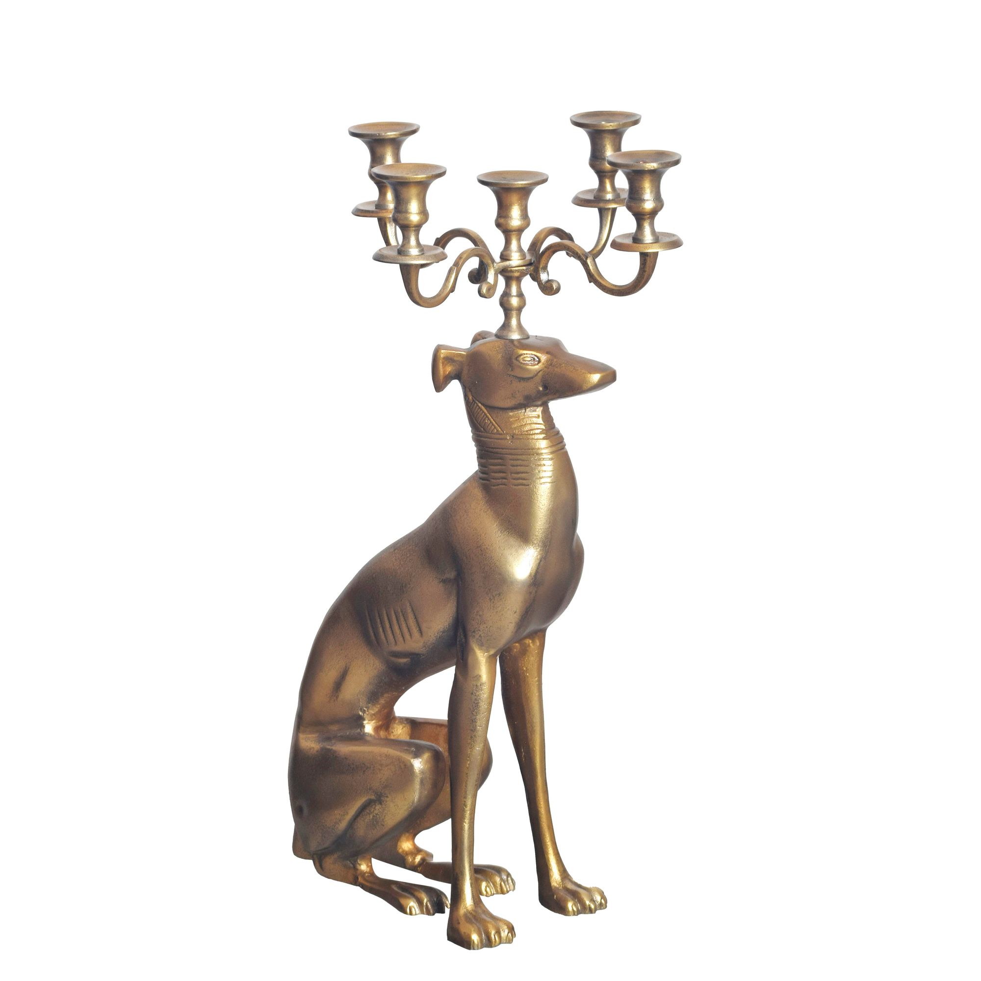 WOHNLING Candelabro Galgo Aluminio 69 cm Oro Candelabro Candelabro