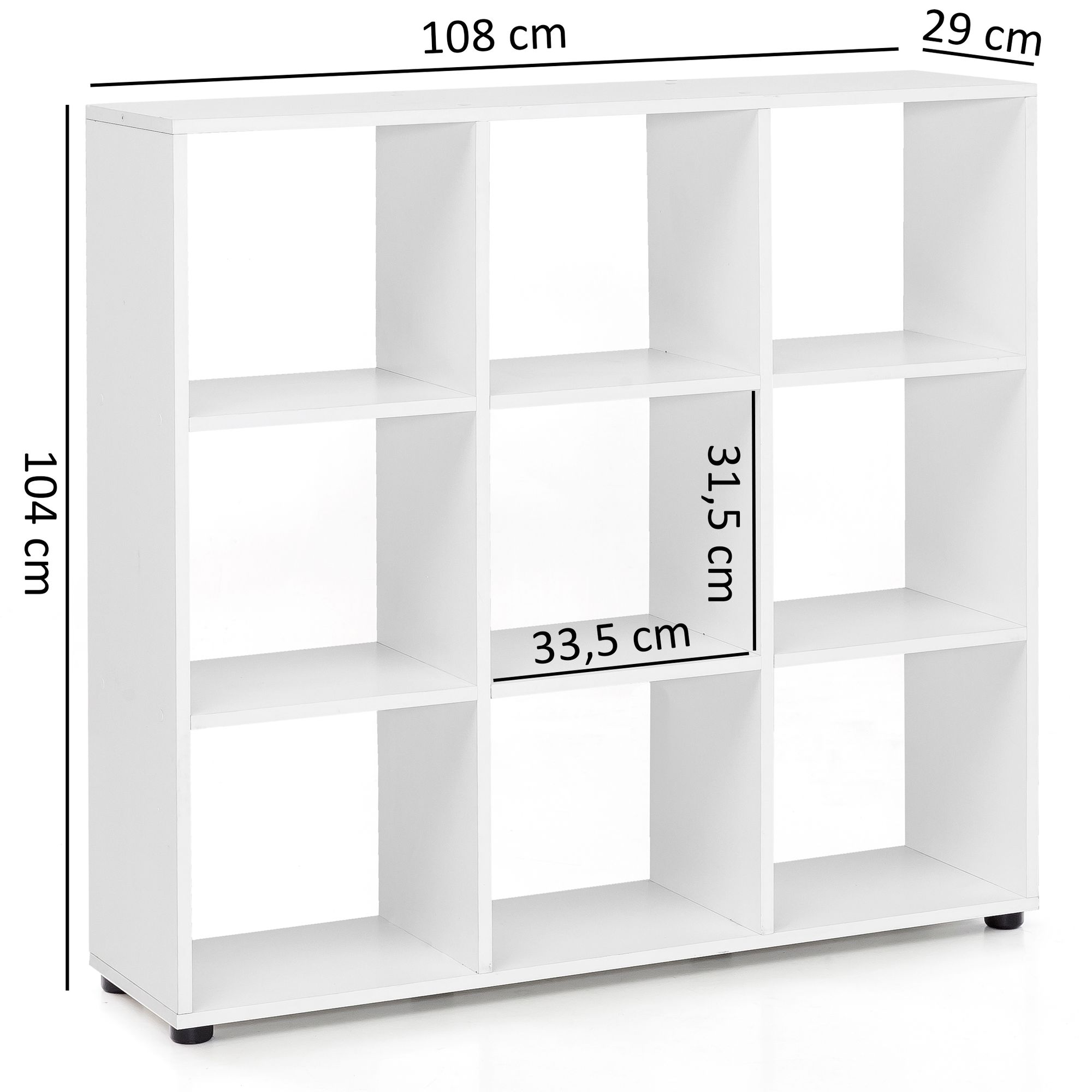 Librería de diseño zara con 9 compartimentos blanco 108 x 104 x 29 cm