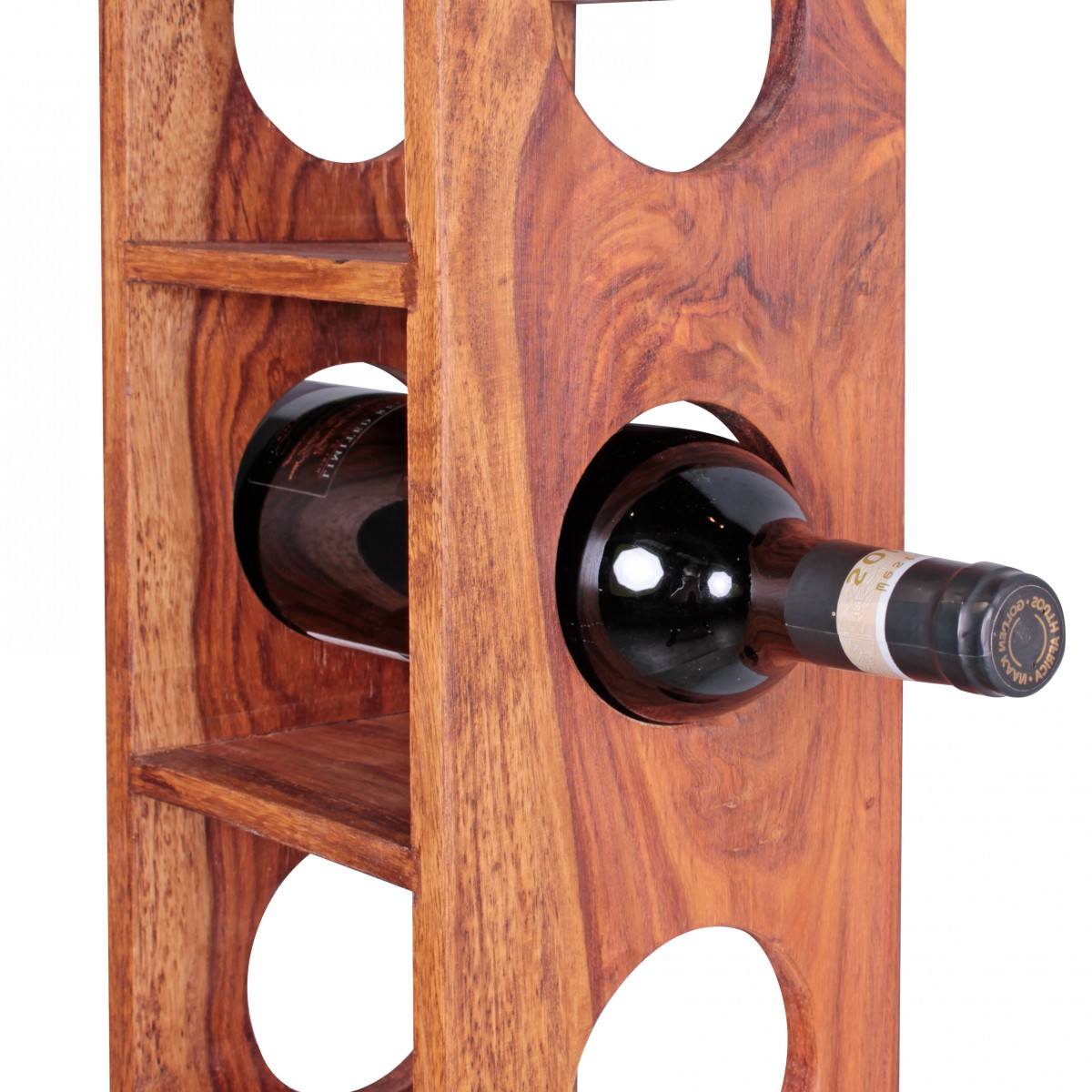 Montaje en estante del vino de madera maciza sheesham pared estante de la botella por 5 botellas estante de madera estante contemporáneo con 70 cm