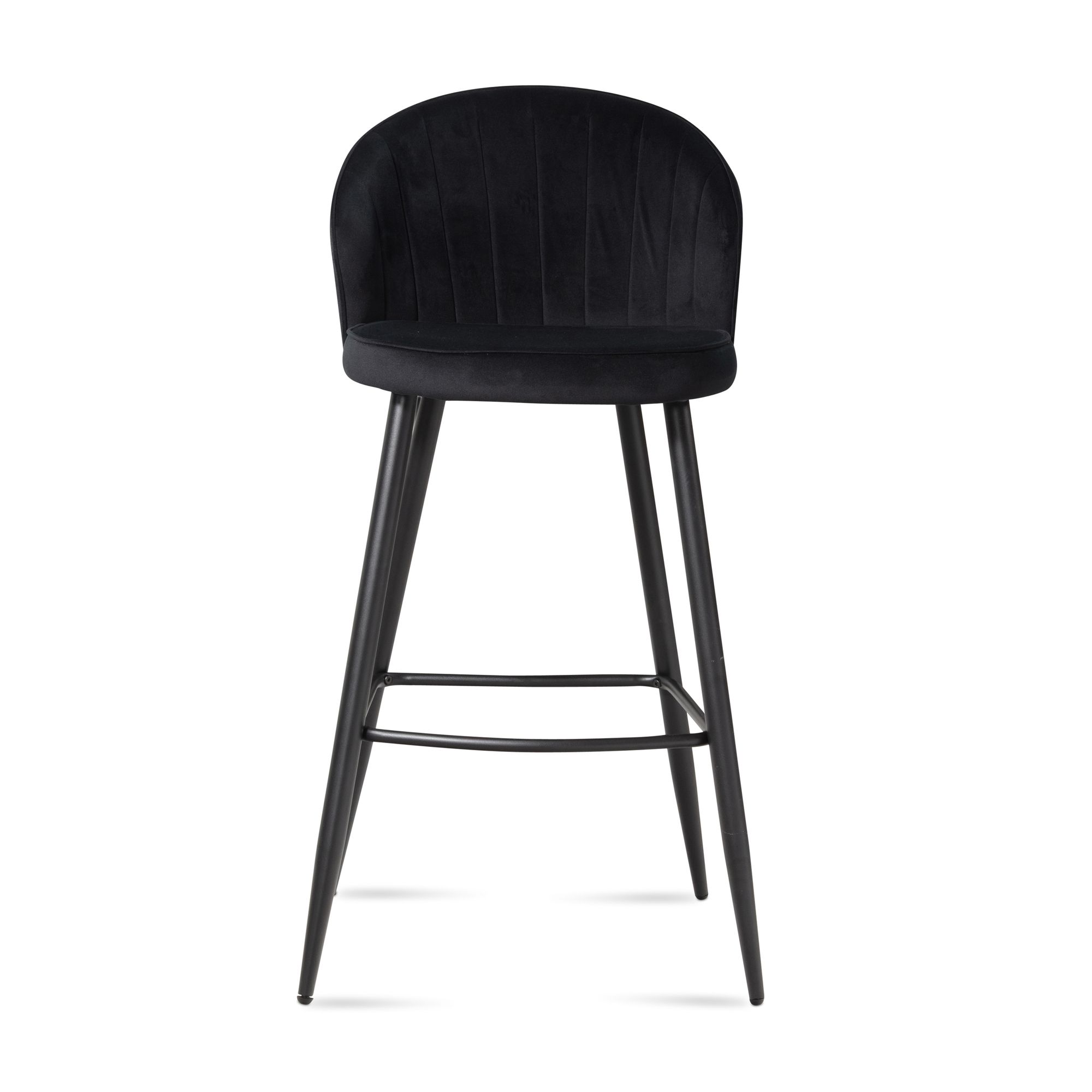 Juego de 2 taburetes de bar terciopelo negro con respaldo y patas, taburete de cocina escandinava moderno 110 kg, taburete de bistró tapizado