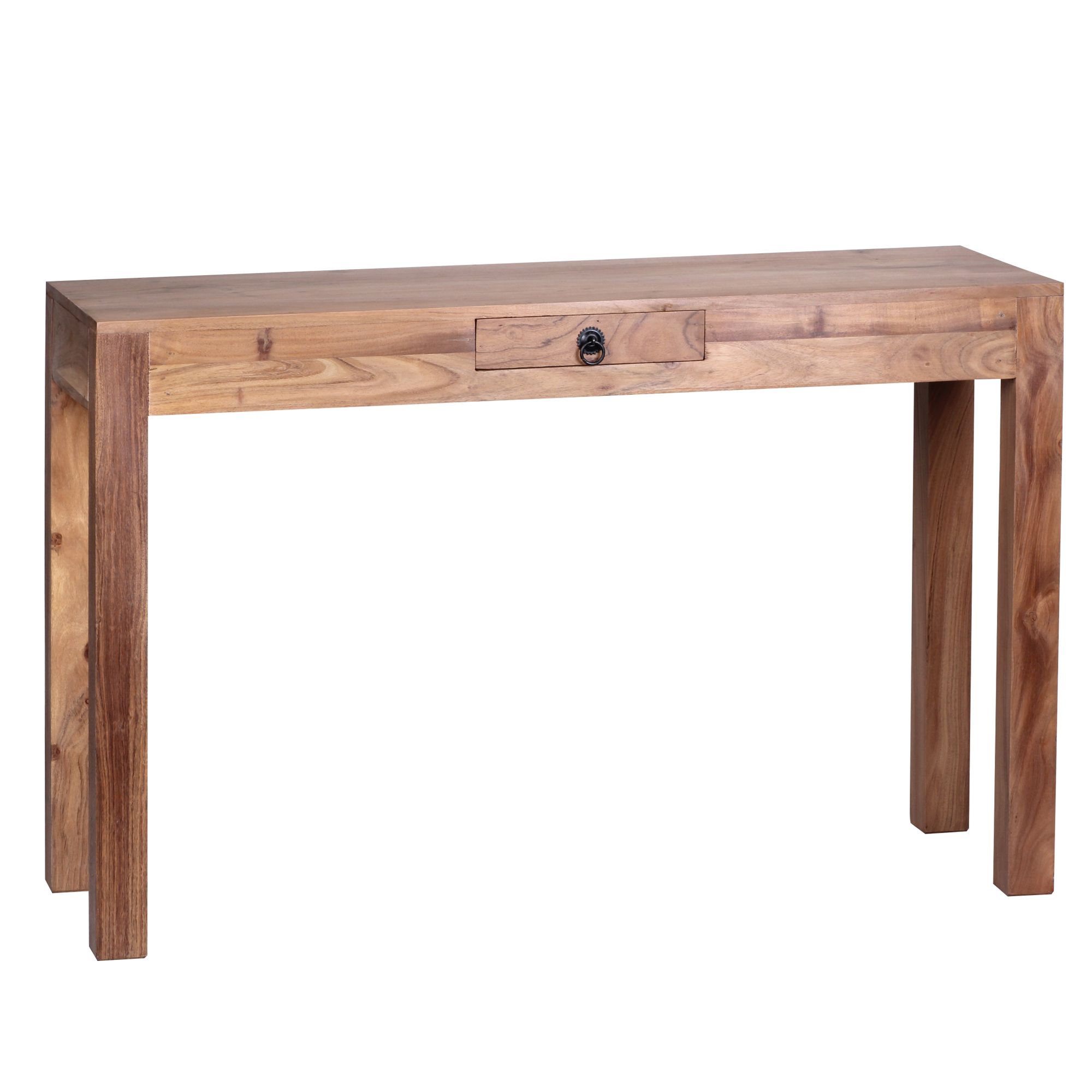 Tabla de consola consola de acacia de madera maciza con escritorio 1 cajón 120 x 40 cm aparador de estilo rural