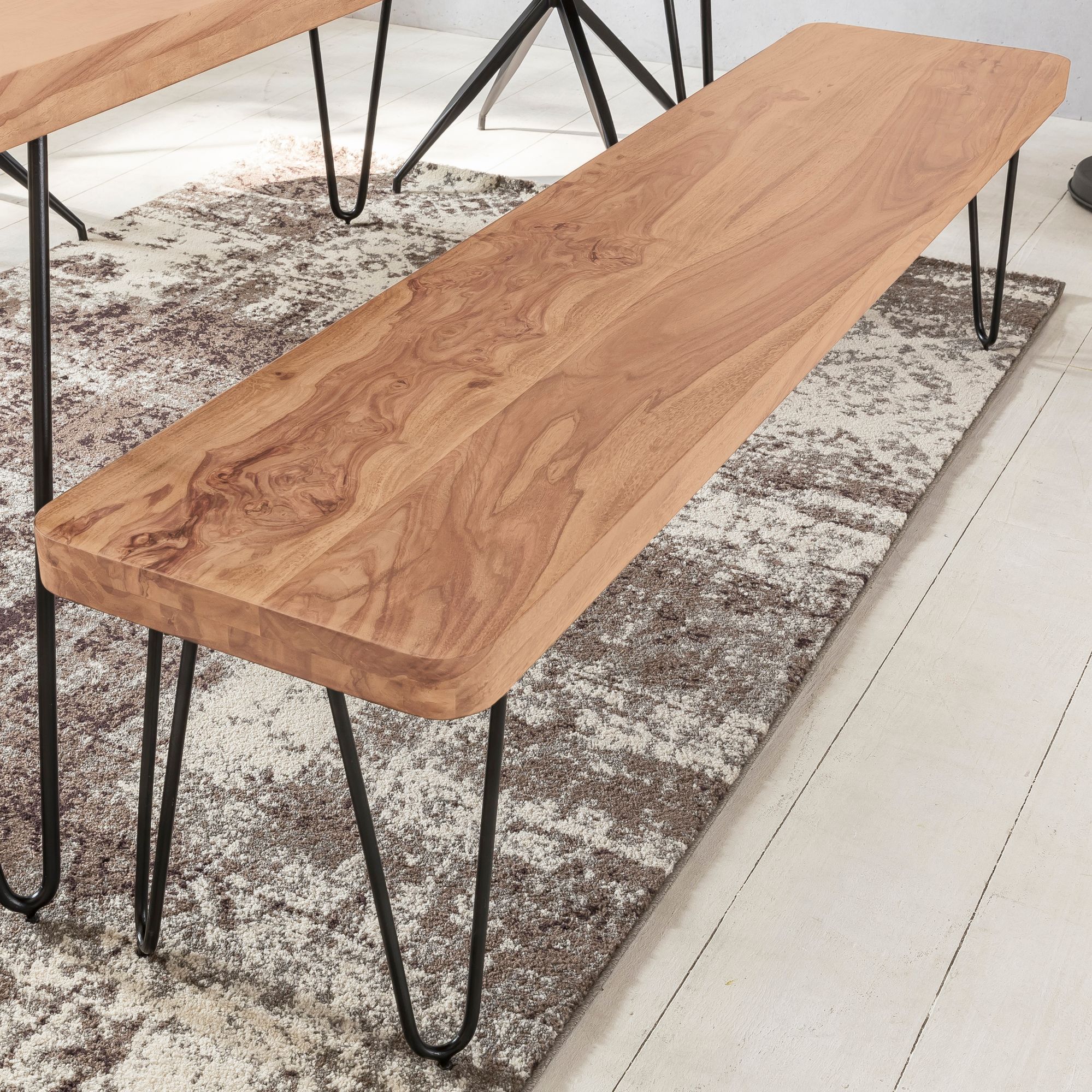 Banco de comedor bagli madera maciza de acacia 120 x 45 x 40 cm banco de madera producto natural banco de cocina de estilo rústico