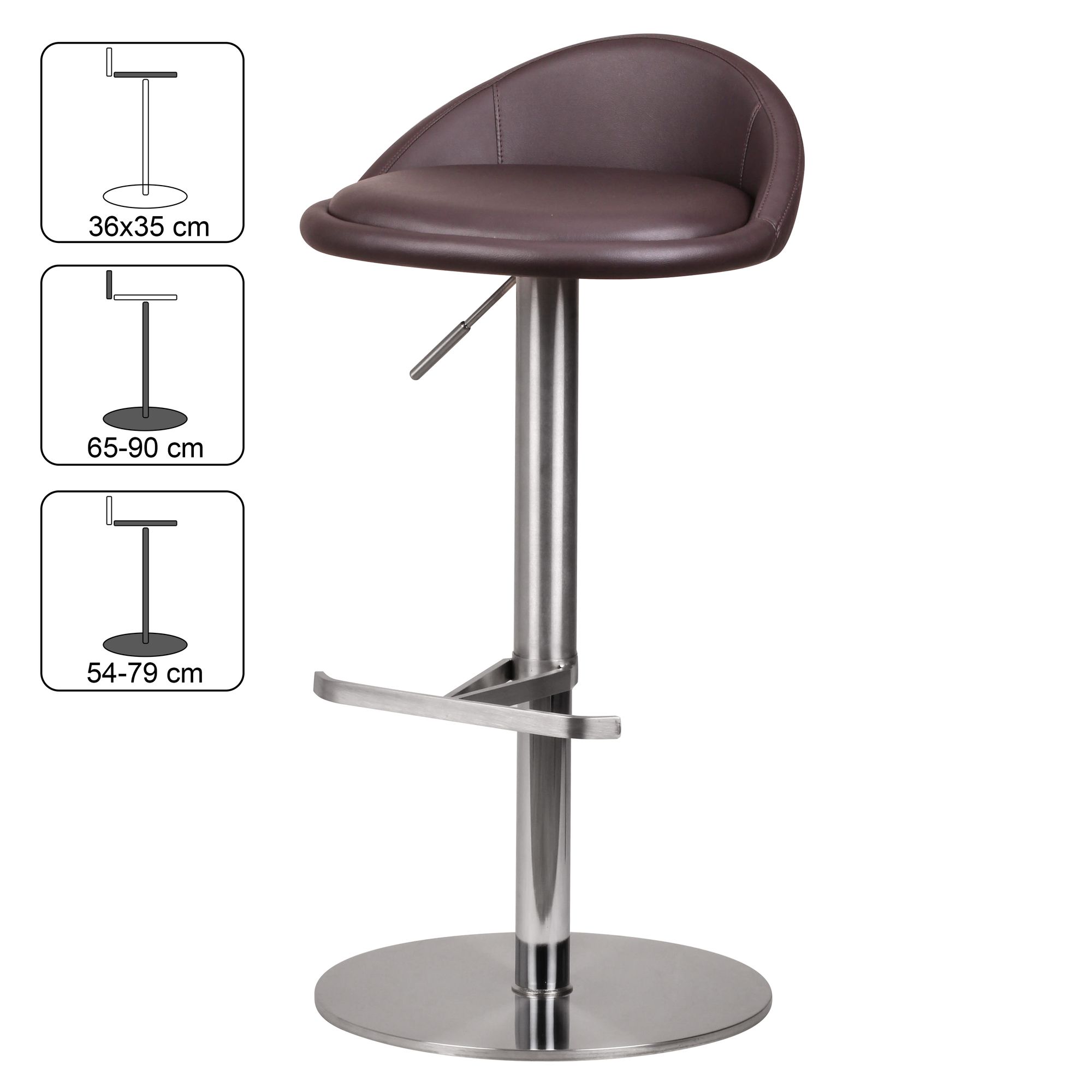 Durable de acero inoxidable m1 taburete silla marrón heces bar contemporáneo en diseño ajustable heces es giratorio