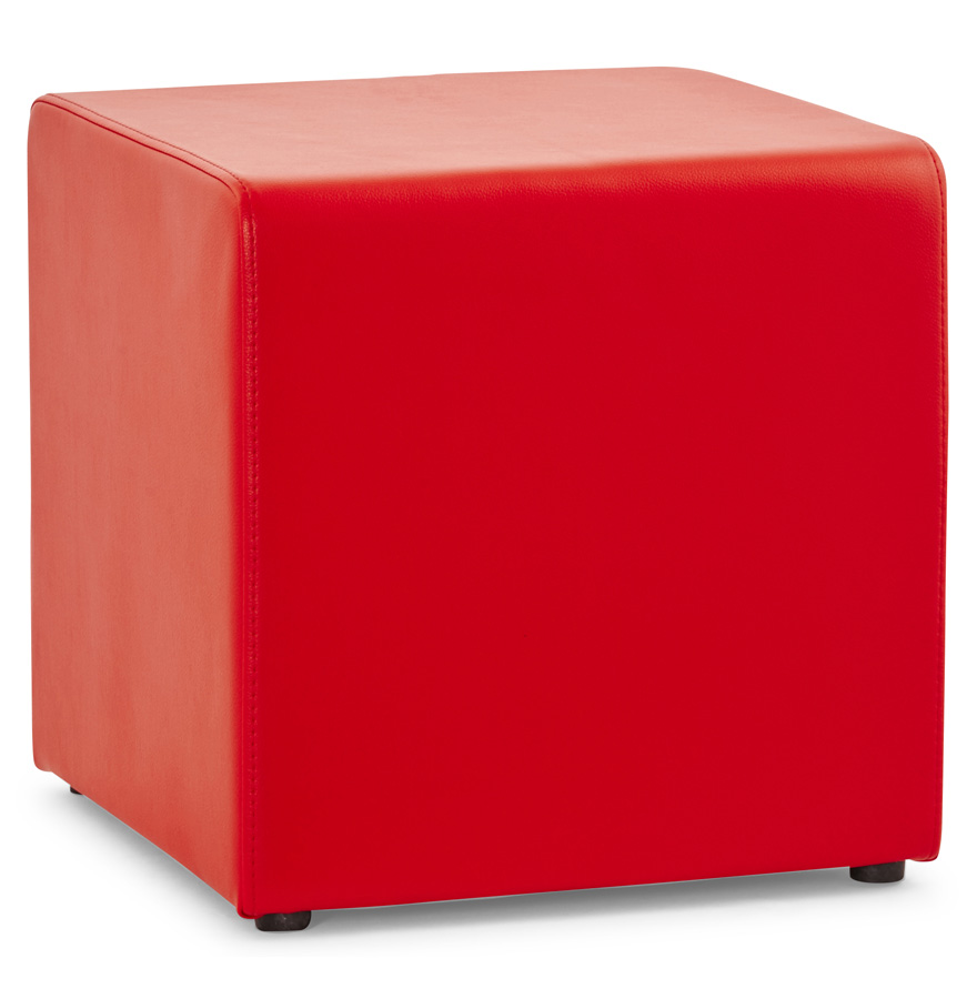 Puf 'CUBO' de salón de material sintético rojo