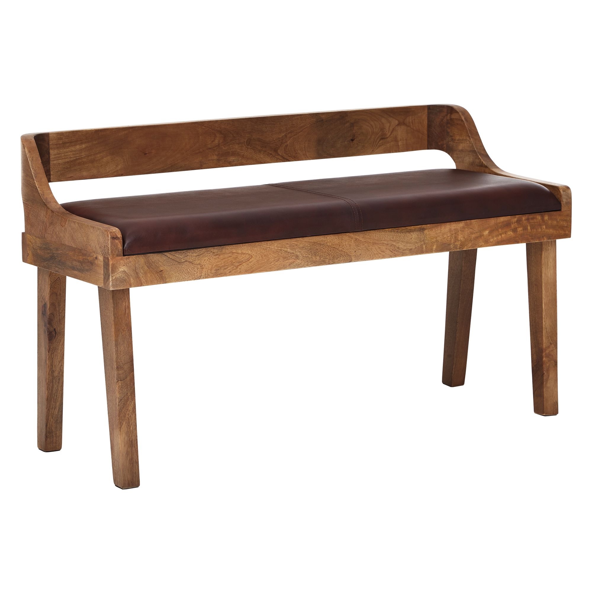 Banco  banco de cuero auténtico / madera maciza 108x63x43 cm