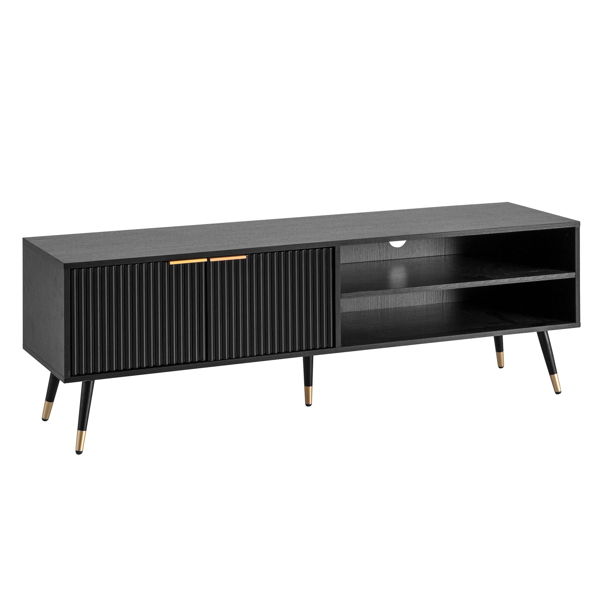 Mueble tv madera negro aspect de roble 150x51x39 cm moderno