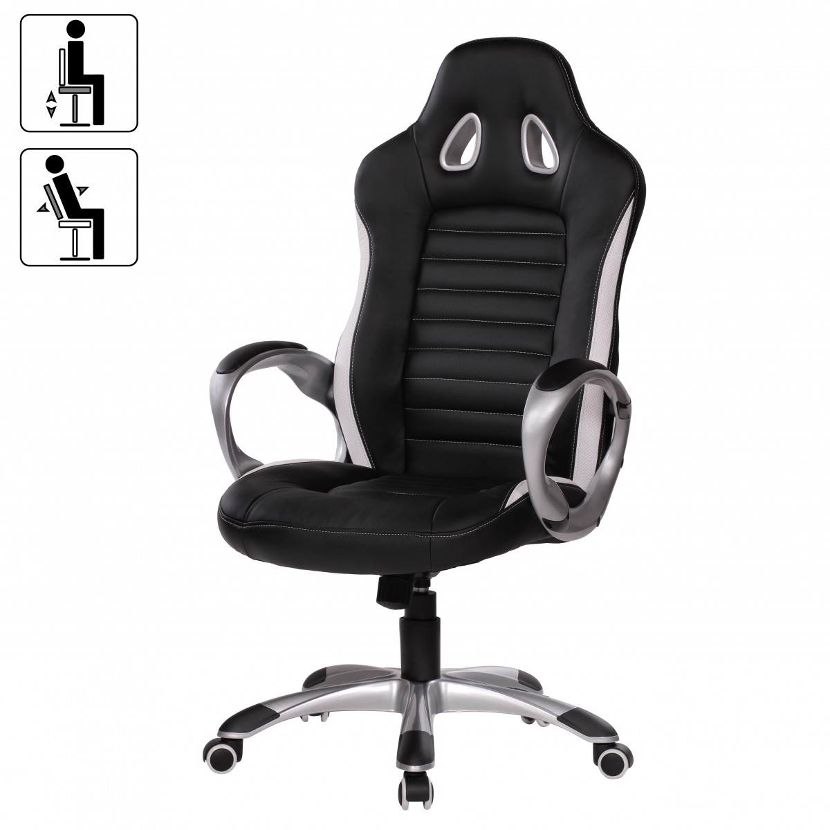 Oficina  racer silla ejecutiva para juegos negra con apariencia de cuero con reposabrazos tapizados 110 kg asiento deportivo silla giratoria reposacabezas silla de escritorio de carrera diseño de jugador silla giratoria moder