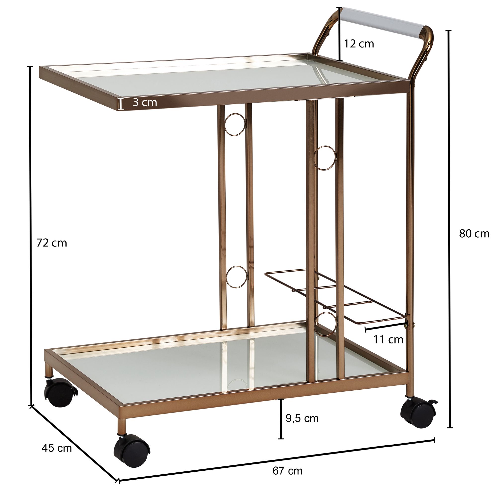 Design carrito de servicio oro 67x80x45 cm