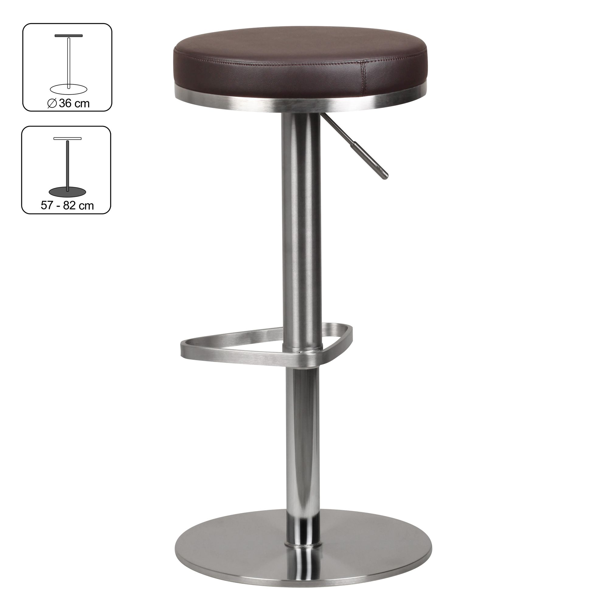 Durable de acero inoxidable m7 taburete silla marrón taburete contemporáneo diseño ajustable taburete giratorio estable