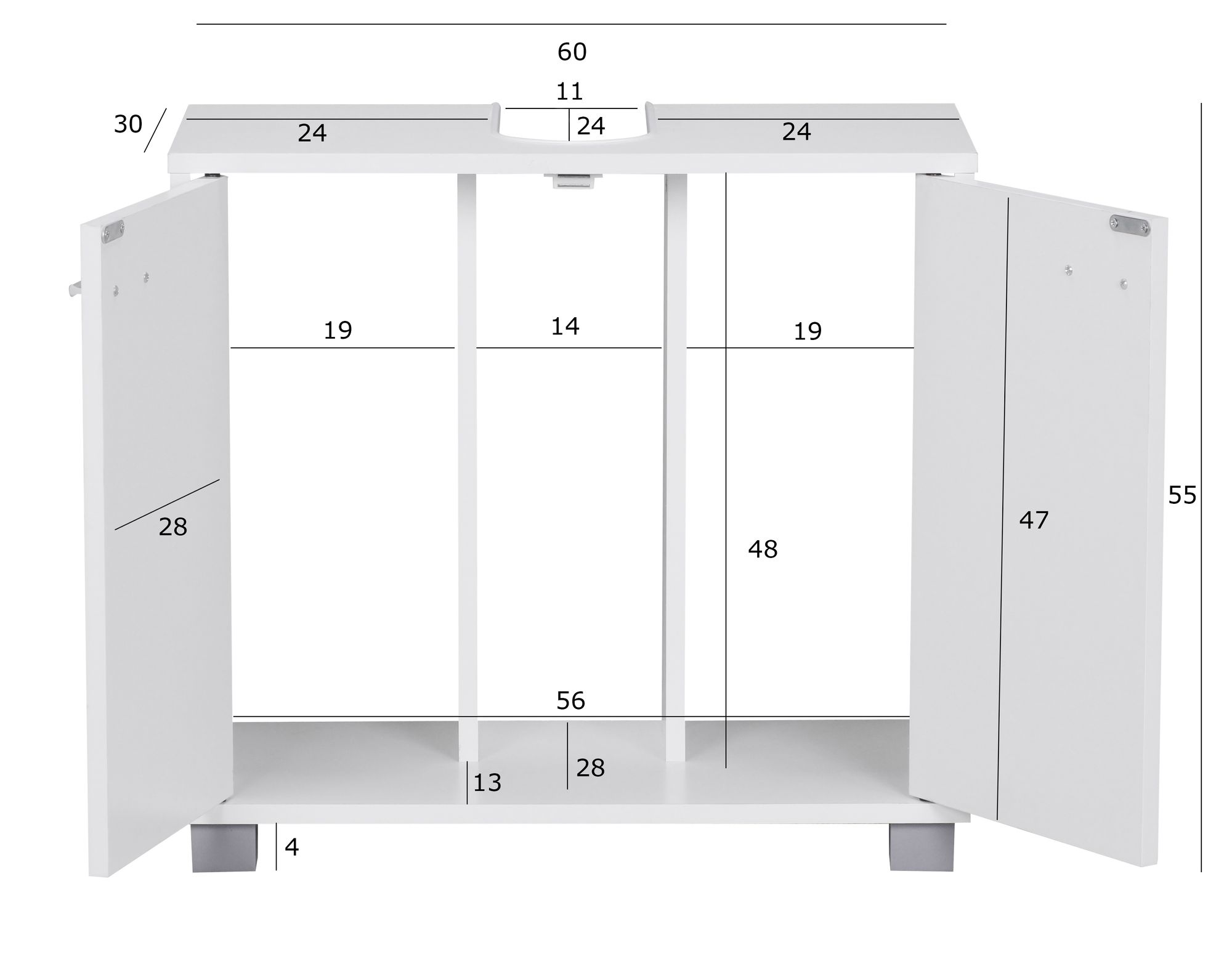 Mueble de tocador de diseño  wl1.344 mueble de baño con 2 puertas blanco