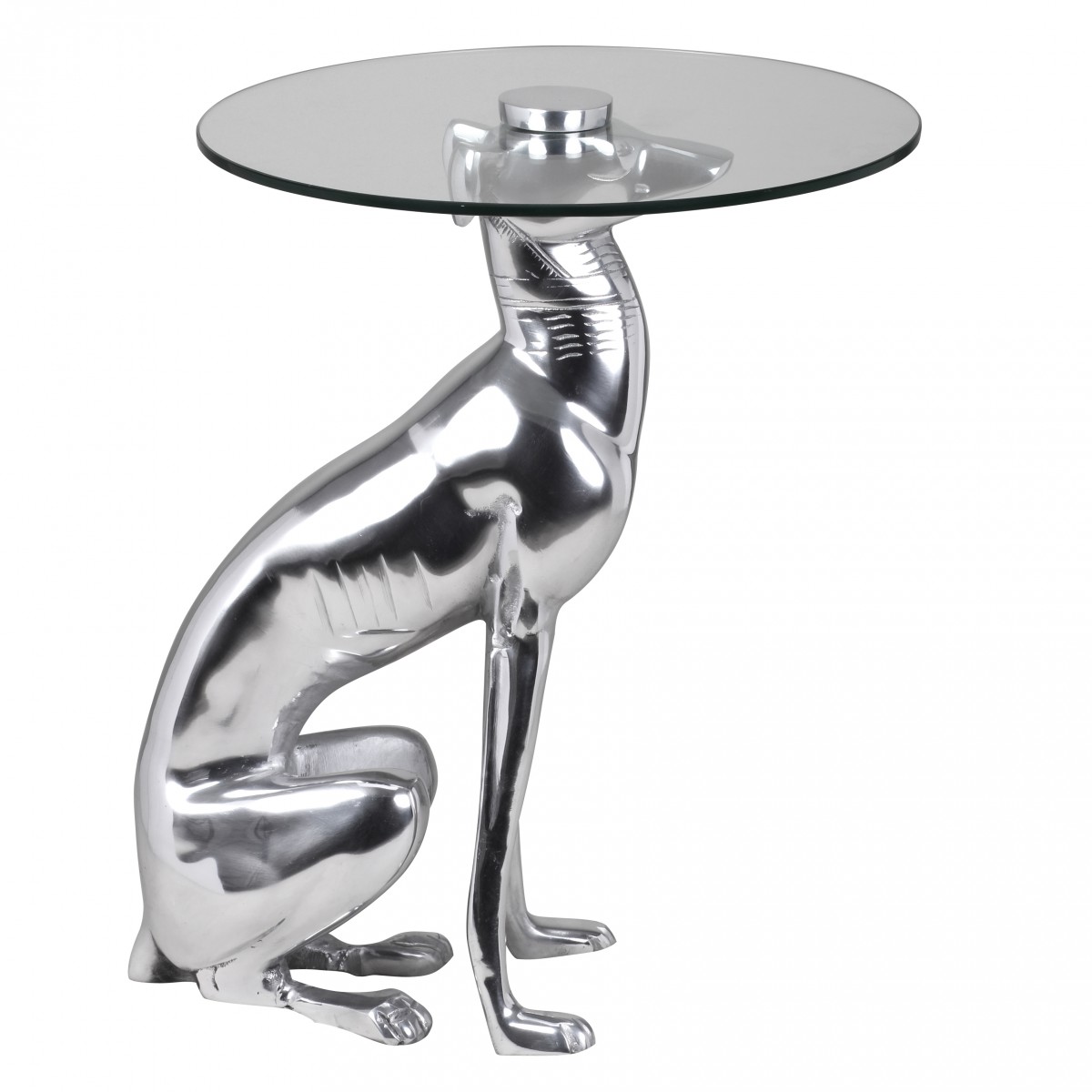 Design deco figura perro fabricada en aluminio color plata