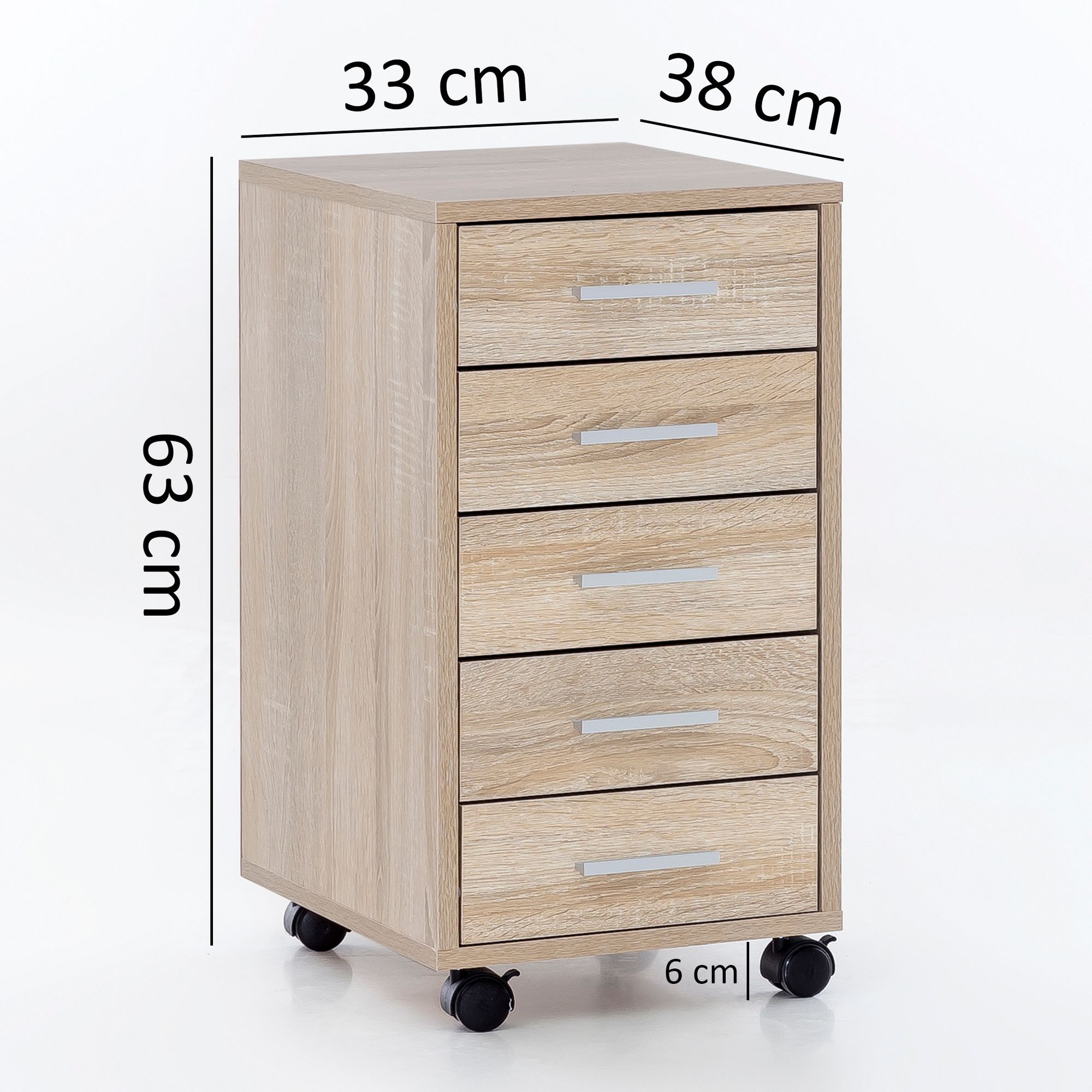 Contenedor de rollos lisa sonoma 33 x 63 x 38 cm escritorio de gabinete de cajones de madera