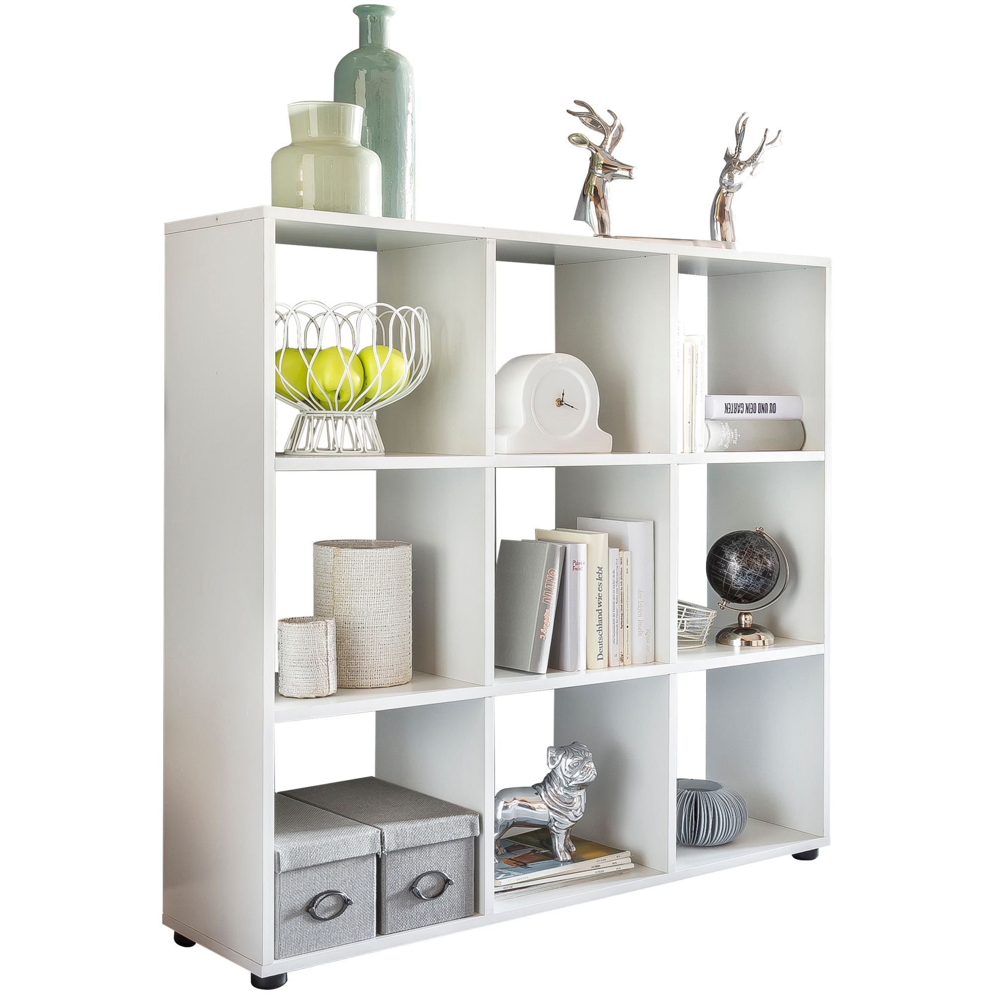 Librería de diseño zara con 9 compartimentos blanco 108 x 104 x 29 cm