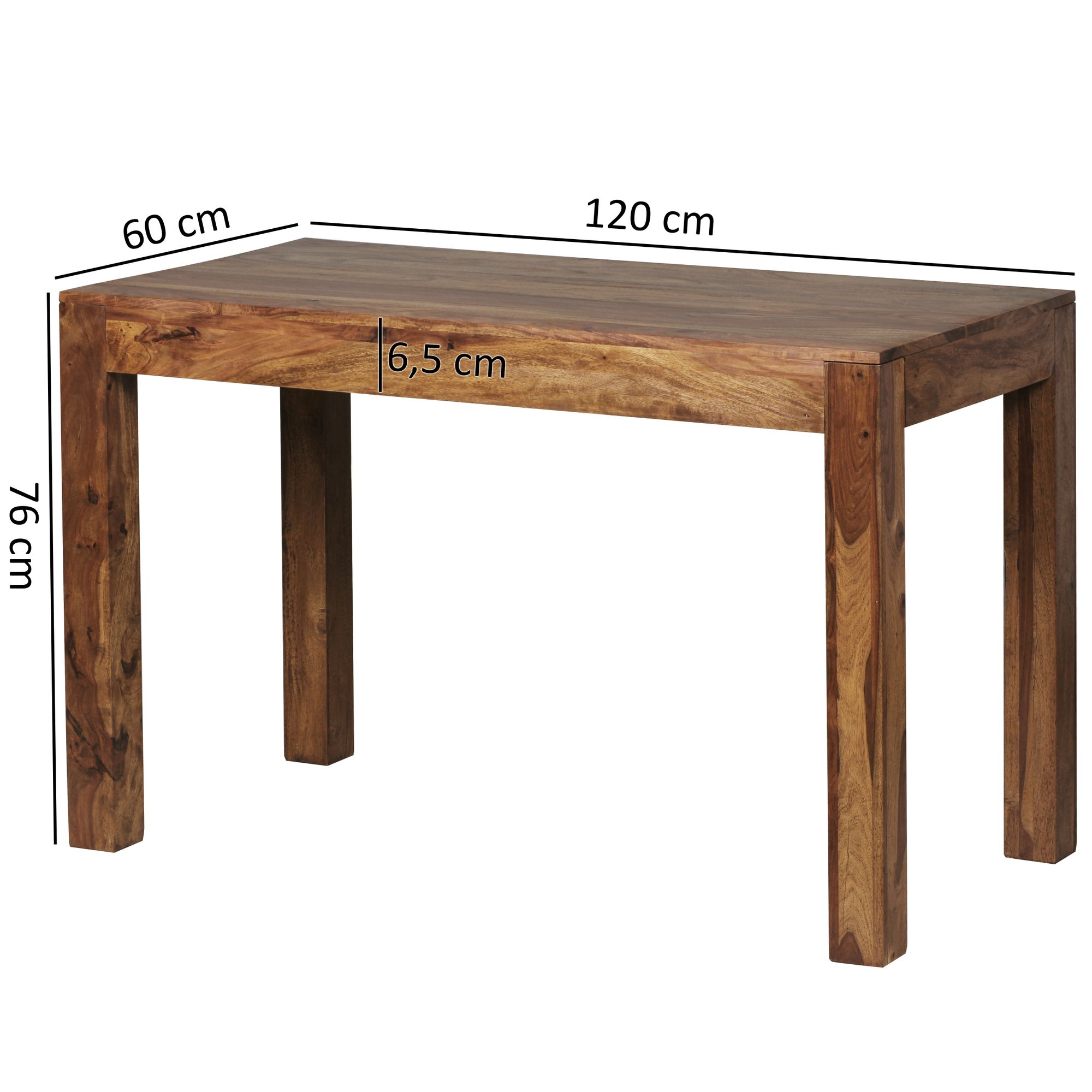 Mesa de comedor mumbai madera maciza sheesham 120 cm mesa de comedor mesa de madera mesa de cocina de diseño estilo rústico marrón oscuro