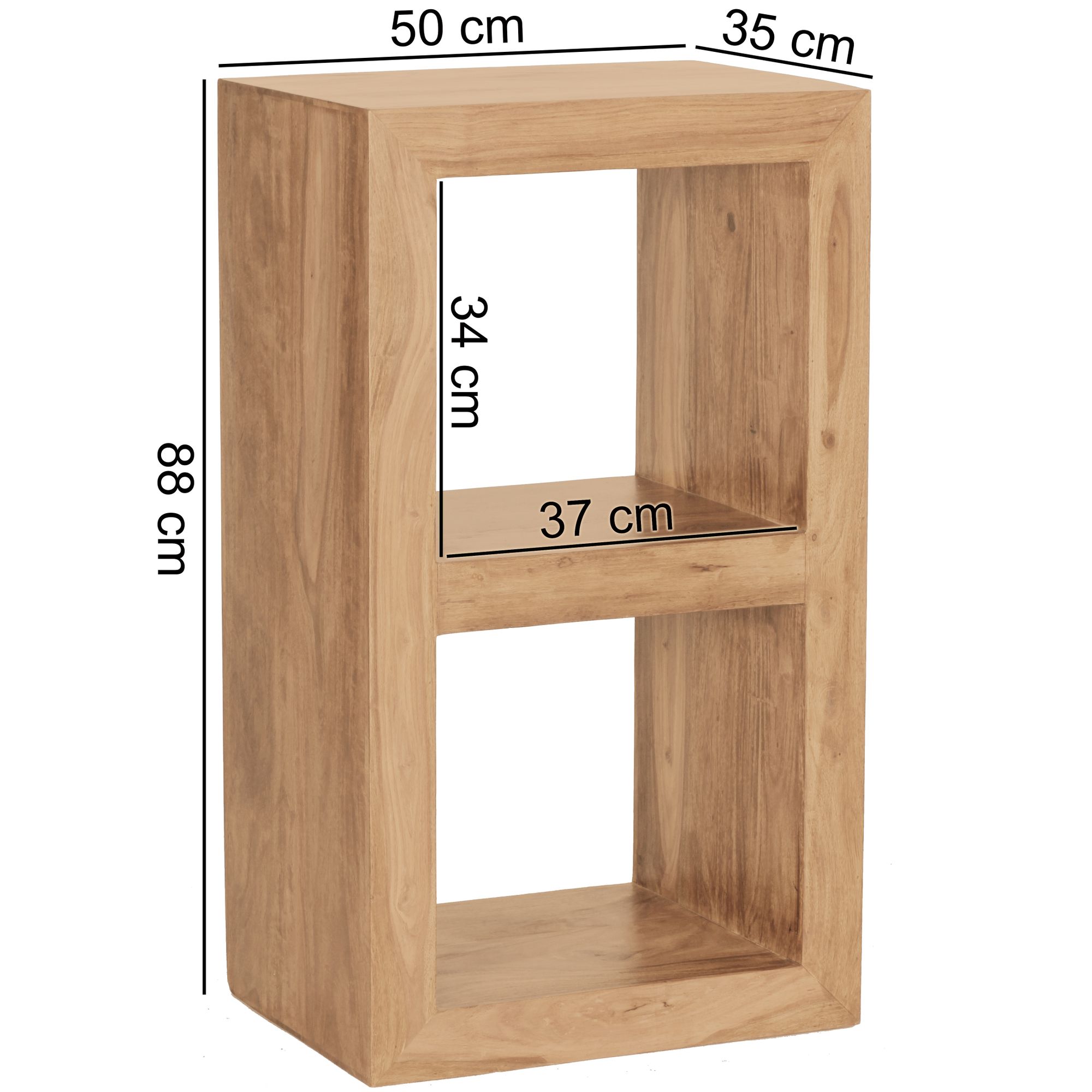 Estante de pie mumbai madera maciza acacia 88 cm alto 2 estantes diseño estante de madera producto natural mesa auxiliar estilo casa de campo