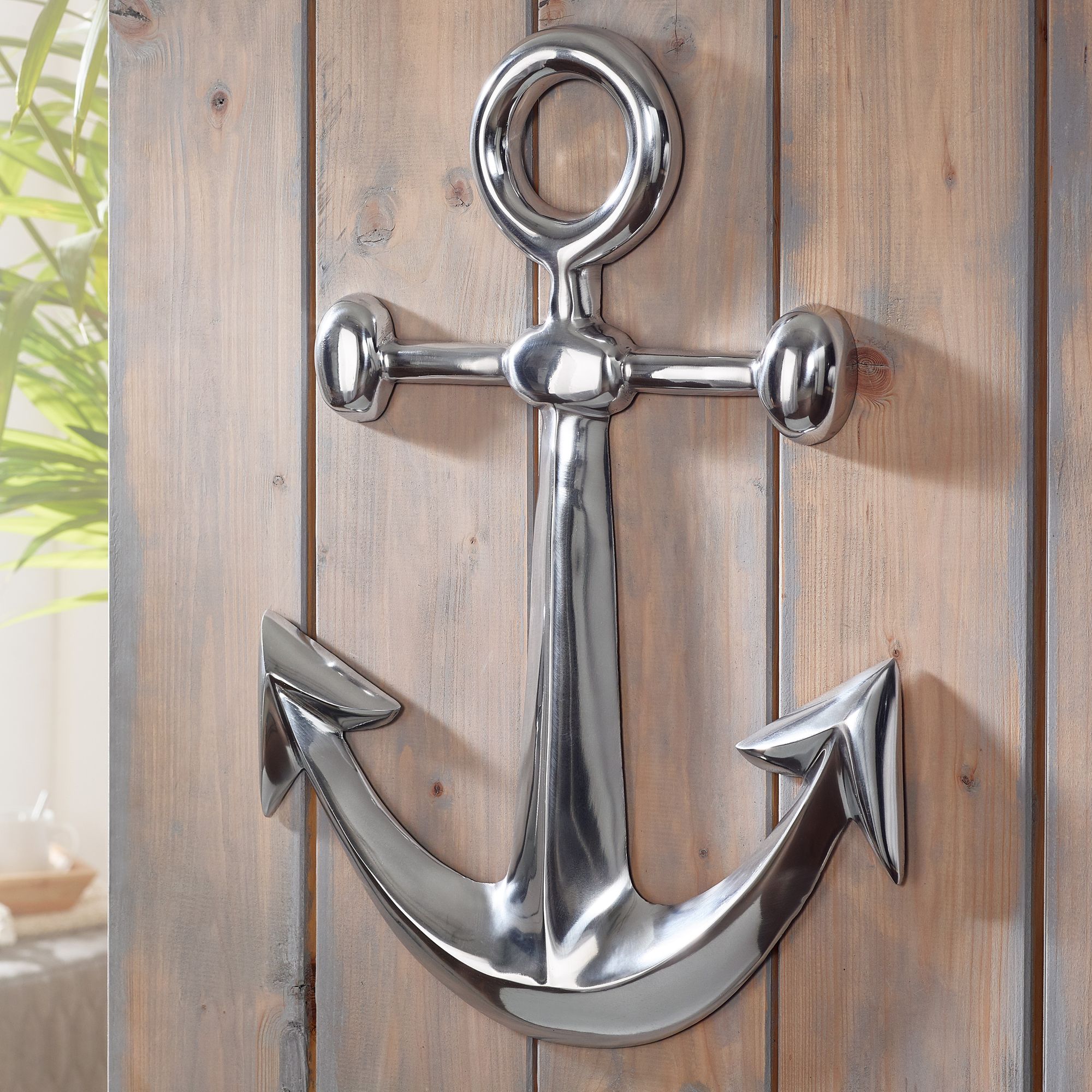 Decoración de aluminio pulido dekofigur anchor 62,5 cm escultura estatua grande alu moderna individual xxl marítima