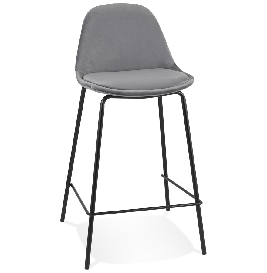 Alterego Taburete de bar FENTON MINI Color de la montura Negro Asiento Gris