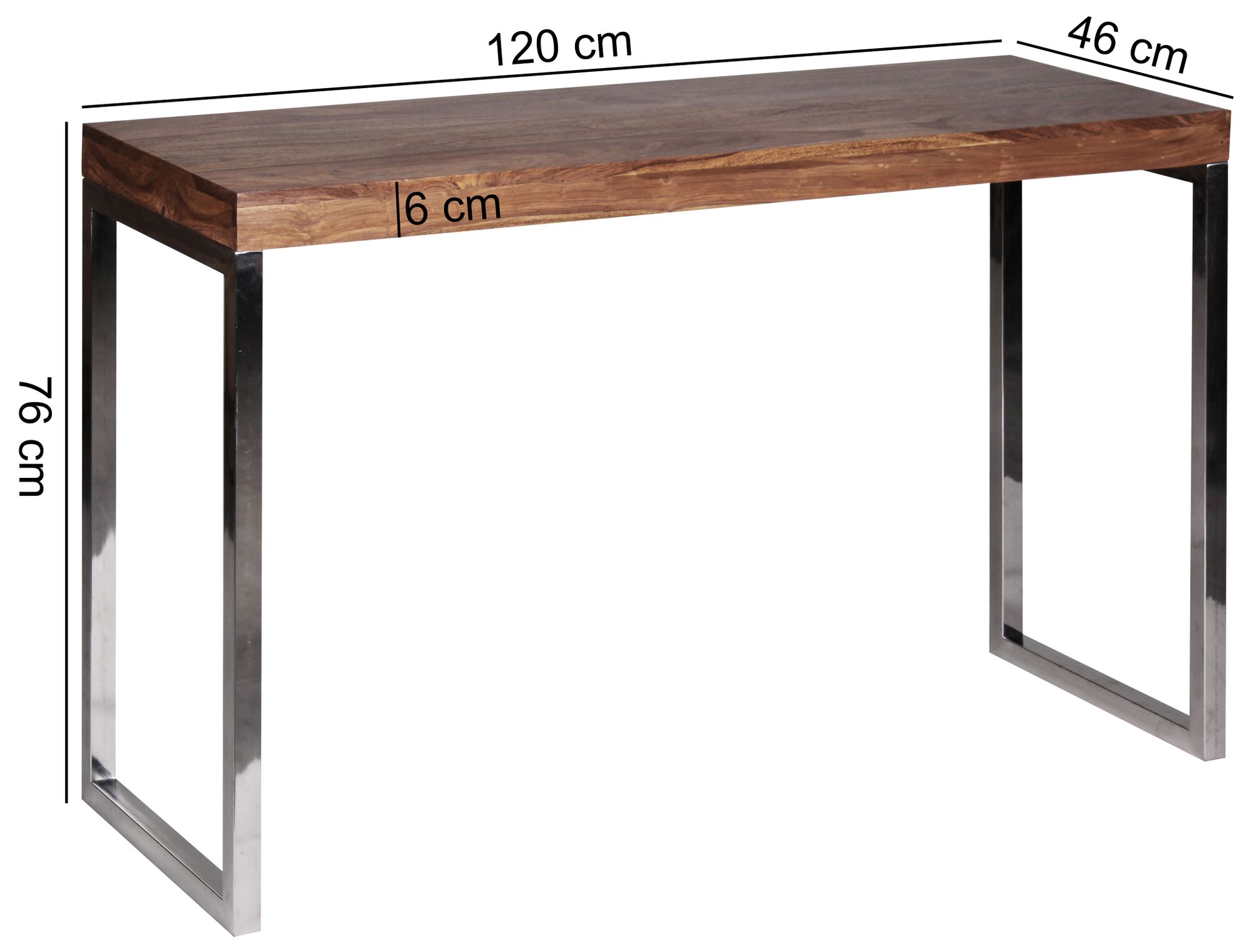 Mesa consola guna consola de madera maciza de sheesham con patas de metal escritorio 120x45 cm aparador de estilo rústico moderno aparador de madera maciza natural aparador de pc mesa secretaria pasillo