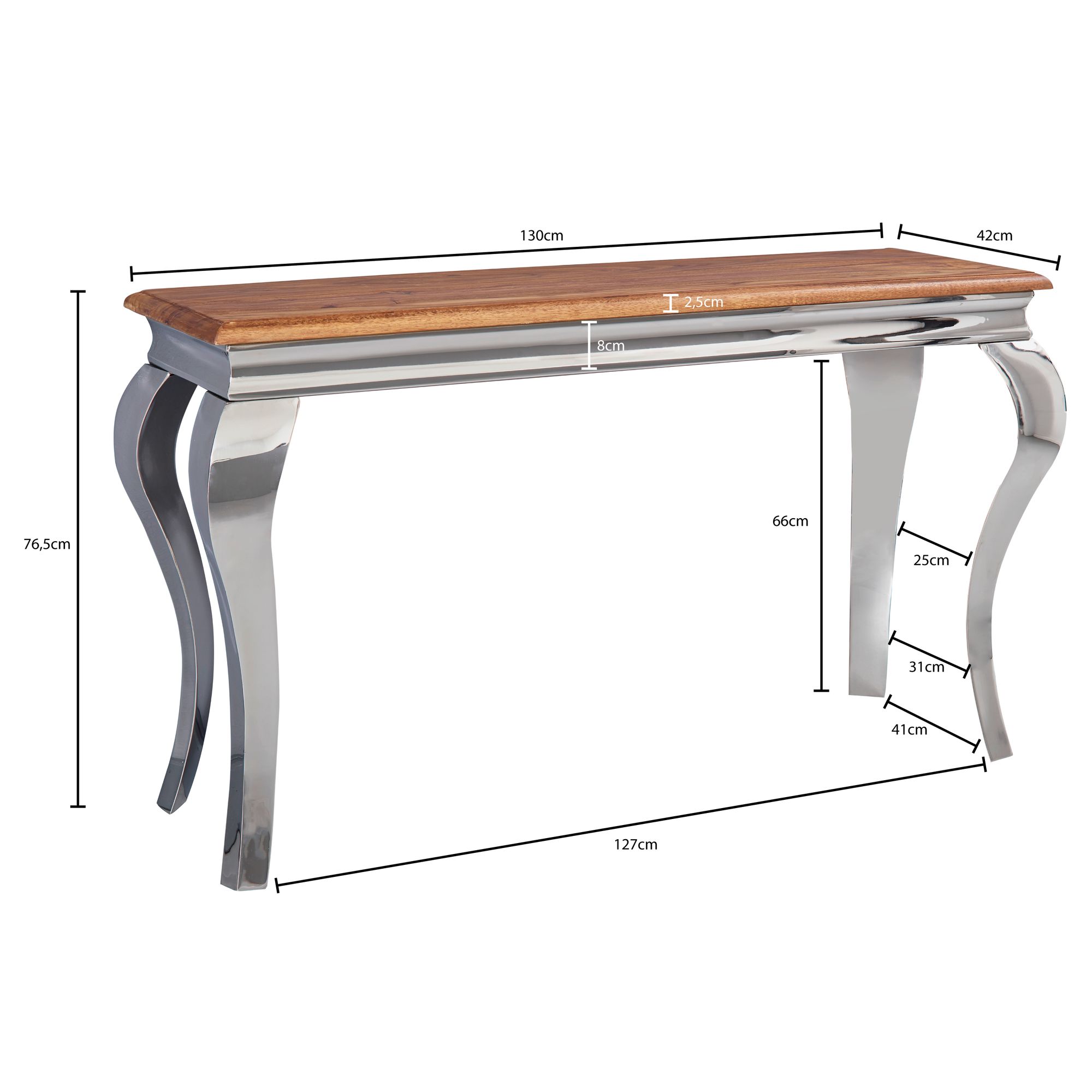 Consola  sheesham madera maciza / metal 130x76.5x42 cm mesa de salón