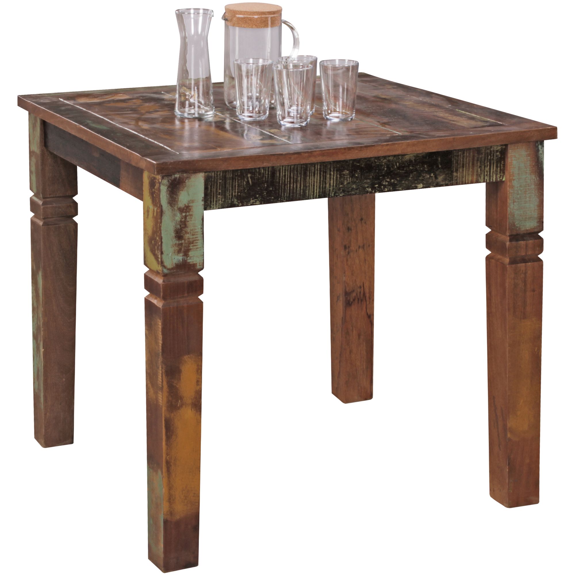 Mesa de comedor kalkutta 80 x 80 x 76 cm mango de madera maciza mal estado elegante