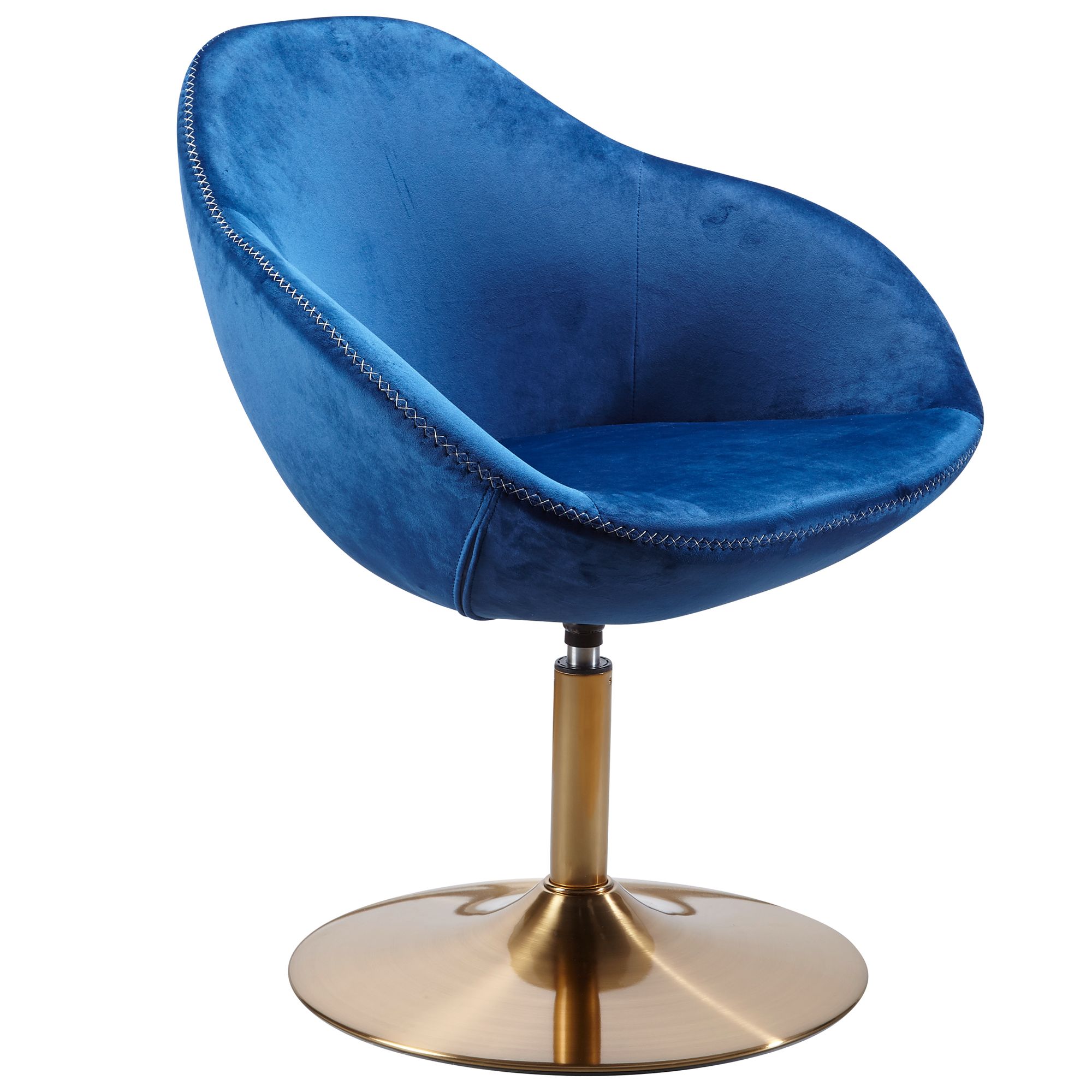 Sillón giratorio sarin de terciopelo azul / dorado, diseño 70x79x70 cm