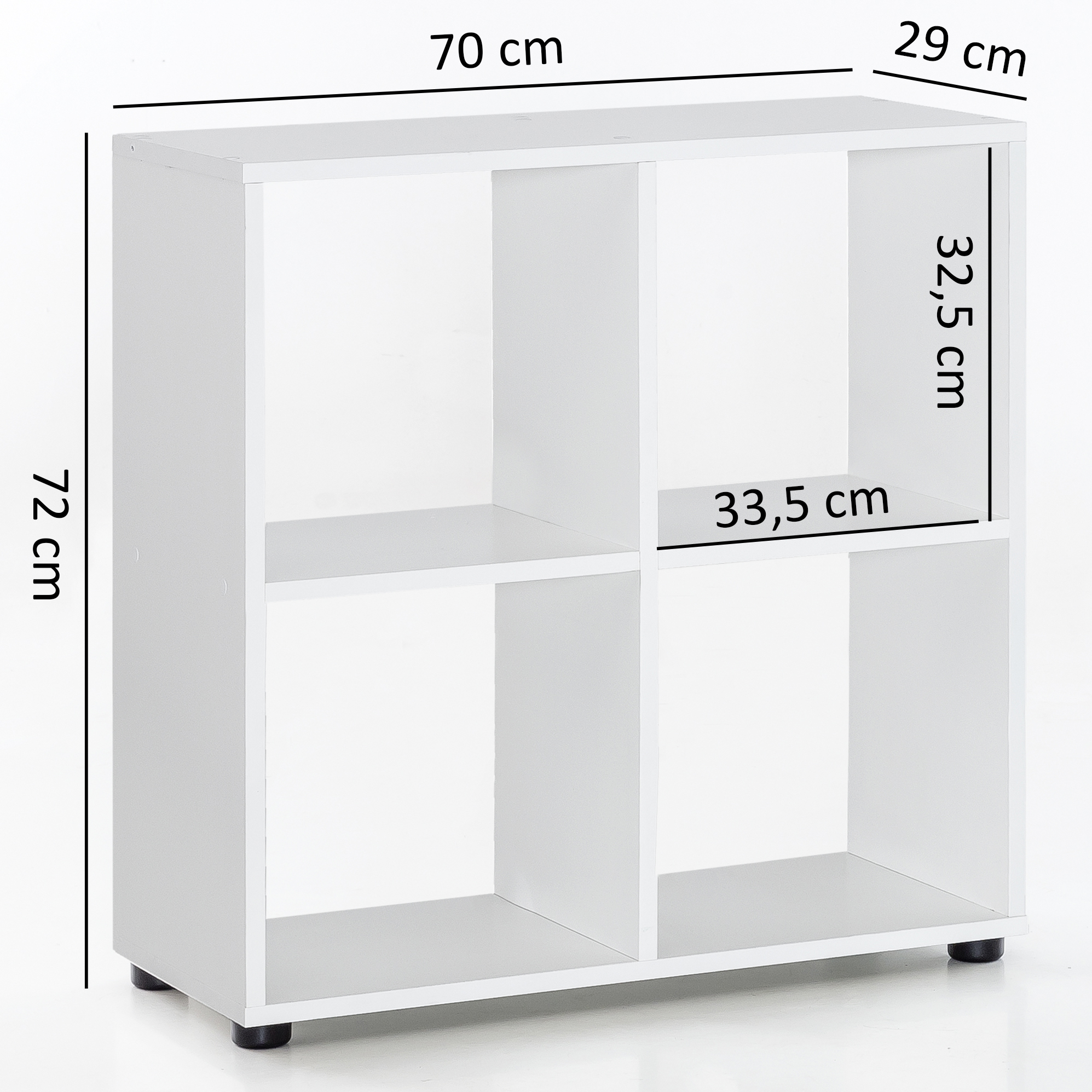 Librería de diseño zara con 4 compartimentos blanco 70 x 72 x 29 cm