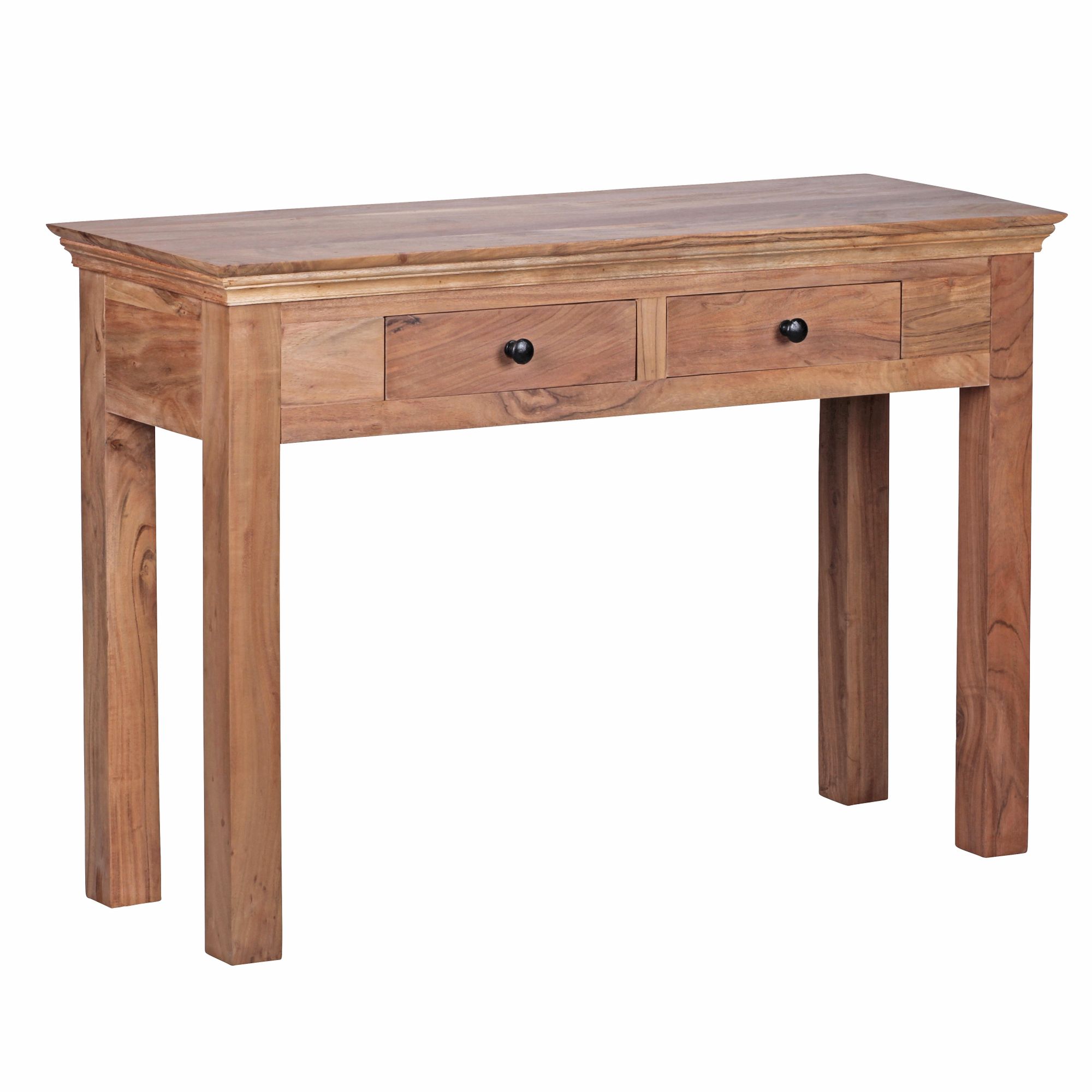 Mesa consola mumbai consola de madera maciza de acacia con 2 cajones escritorio 110 x 40 cm aparador de estilo rústico