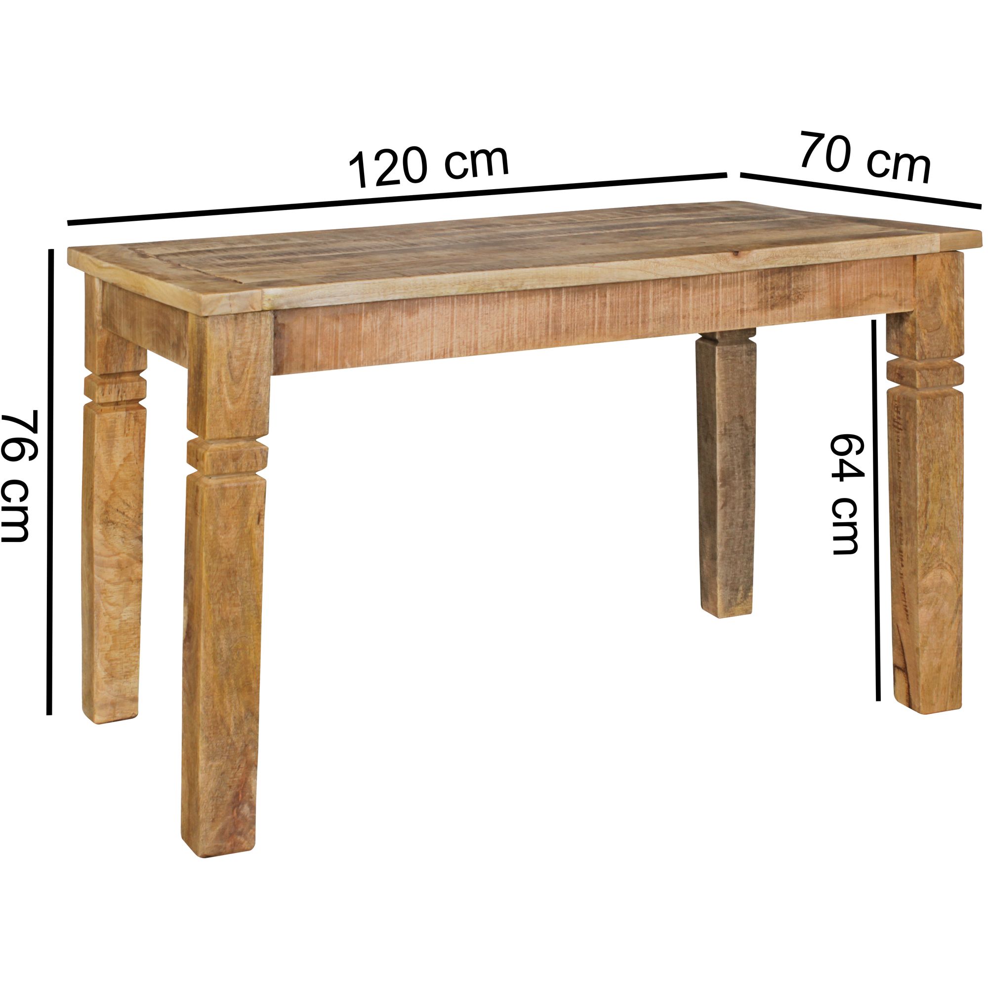 Mesa de comedor rustica 120 x 70 x 76 cm mango sólido-madera