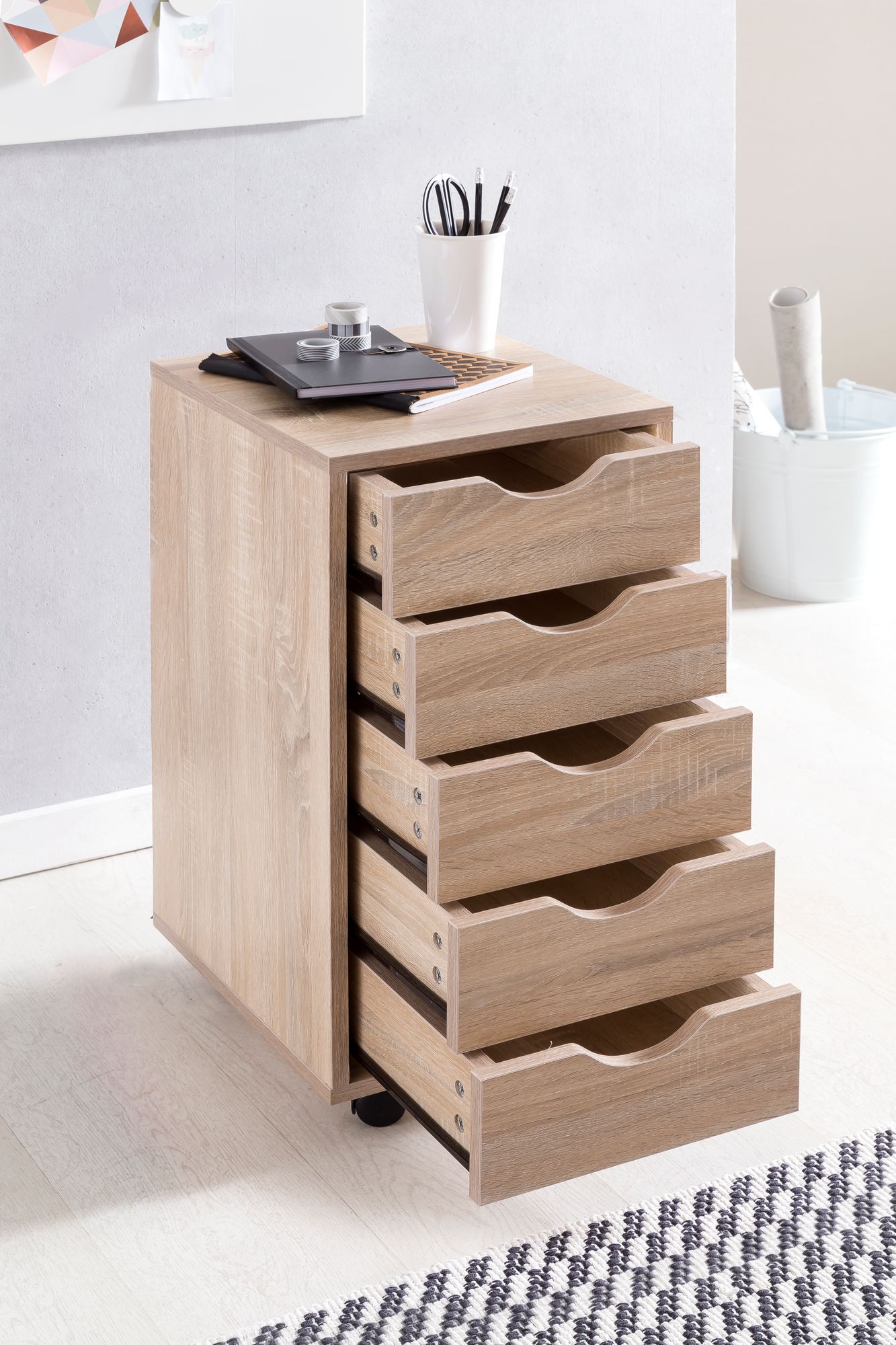 Rollo recipiente mina 33 x 64 x 38 cm mdf 5 cajones sonoma