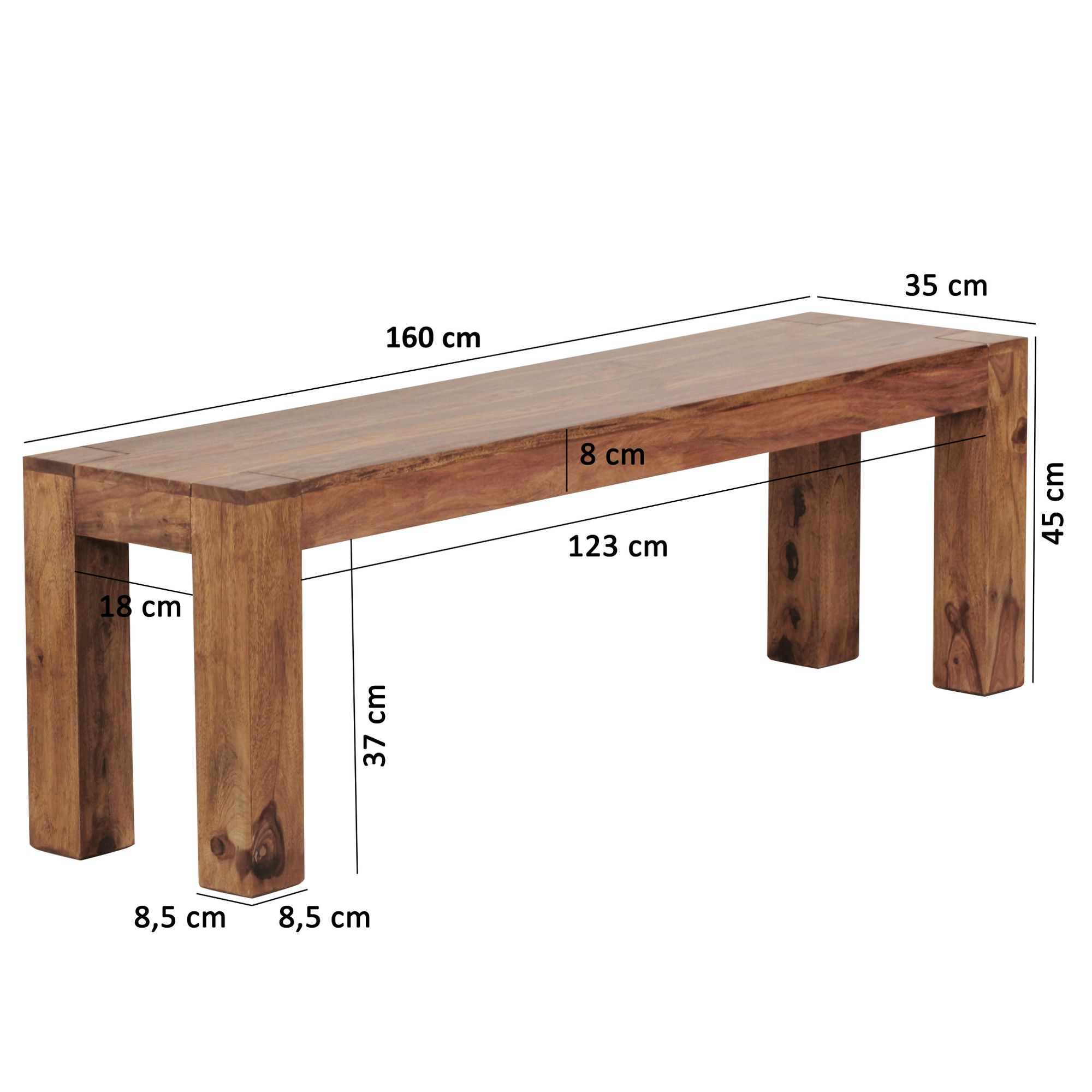 Banco de comedor mumbai madera maciza sheesham 160 x 45 x 35 cm banco de madera producto natural banco de cocina de estilo rústico