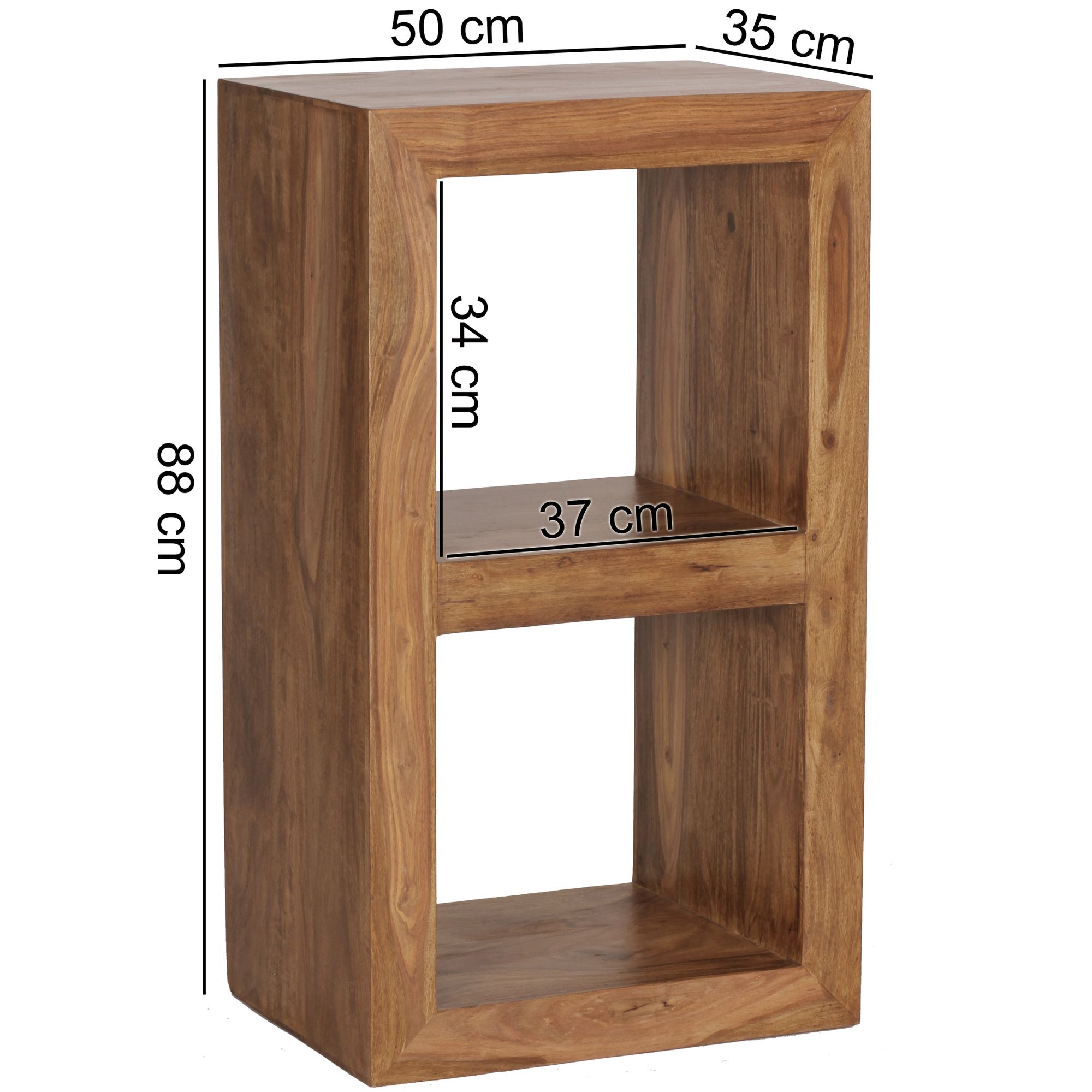 Estante  mumbai madera maciza sheesham 88cm alto 2 estantes diseño estante de madera producto natural mesa auxiliar estilo casa de campo