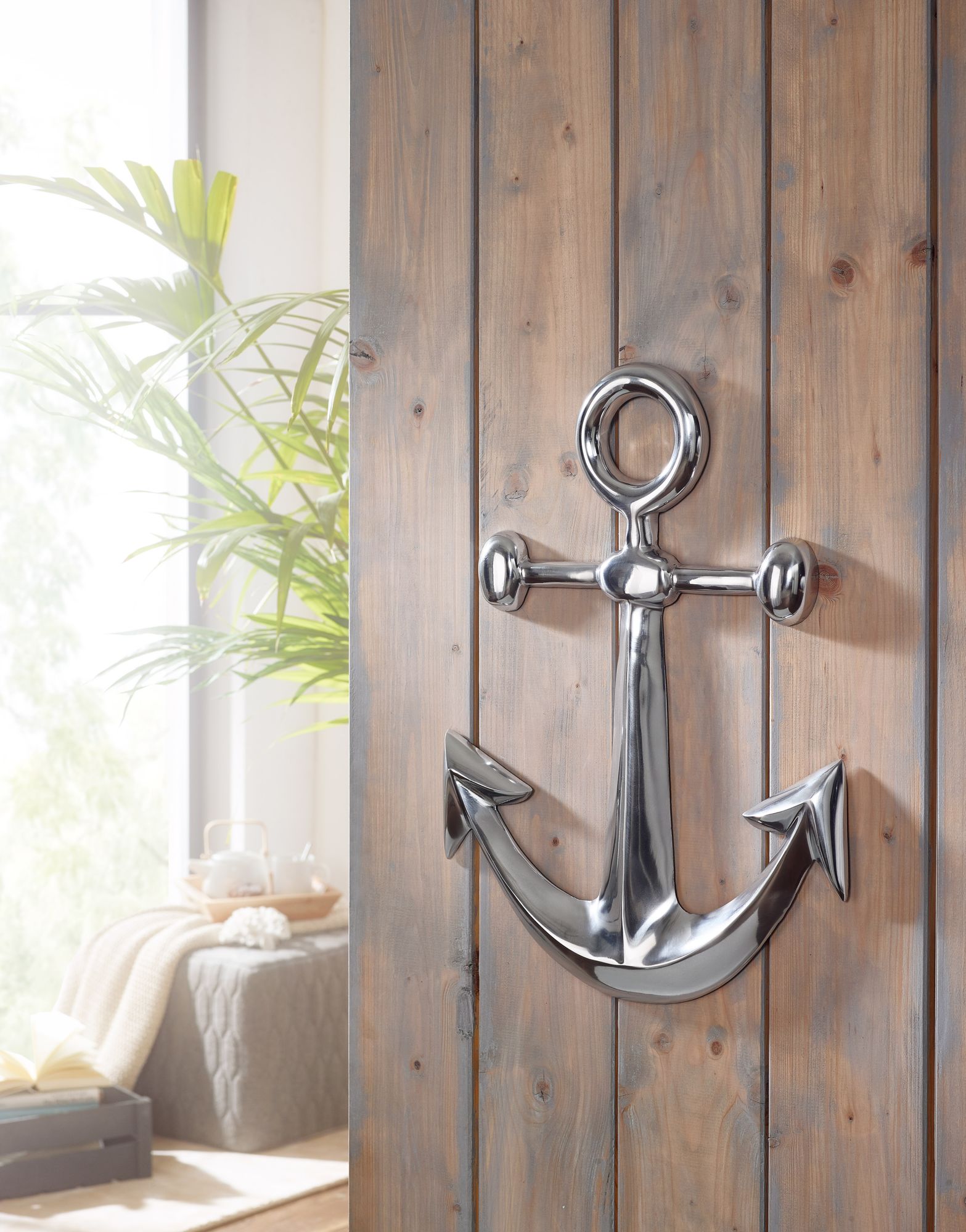 Decoración de aluminio pulido dekofigur anchor 62,5 cm escultura estatua grande alu moderna individual xxl marítima