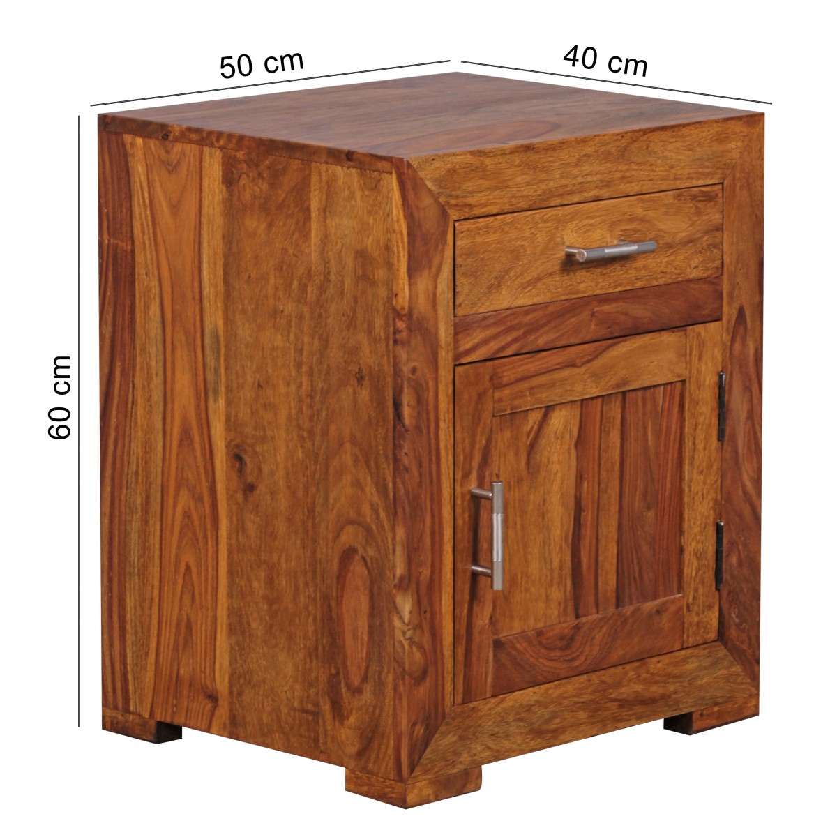 Mesita de noche mumbai madera maciza sheesham diseño mesita de noche 60 cm con cajón y puerta mesita de noche para cama con somier