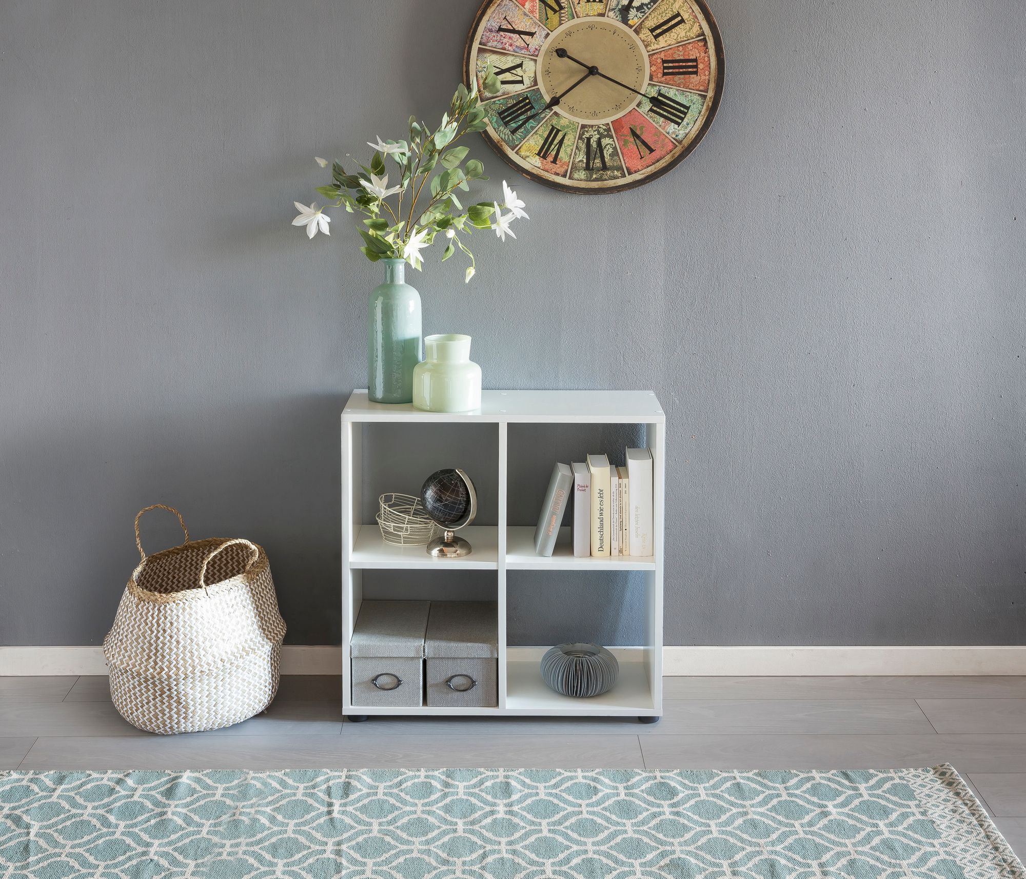 Librería de diseño zara con 4 compartimentos blanco 70 x 72 x 29 cm