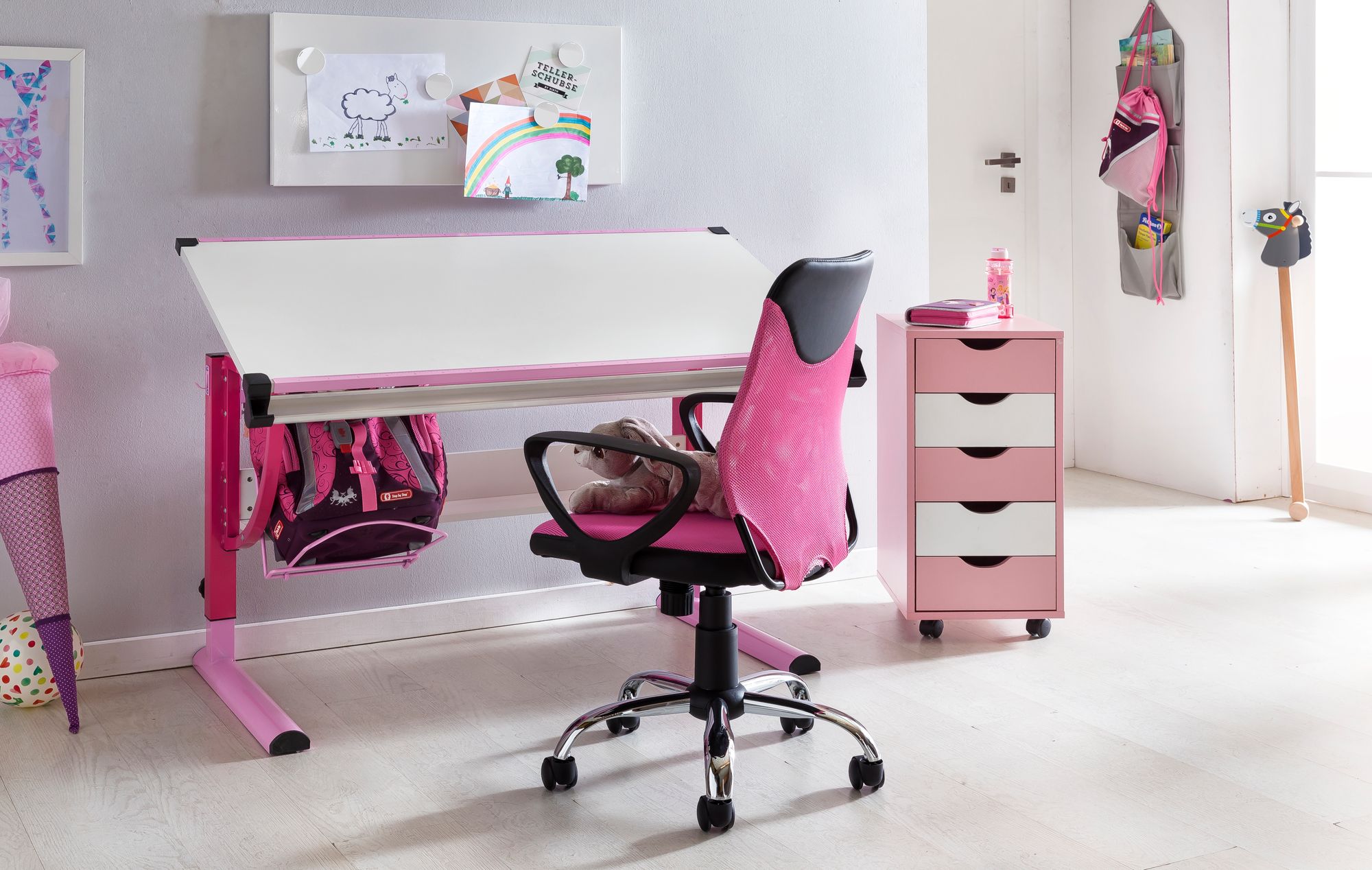 Silla de escritorio hijos kika negro rosa para niños de 6 a resto