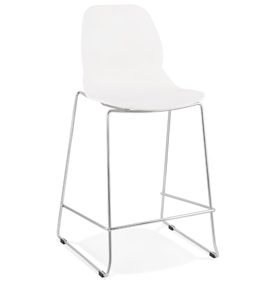 Alterego Taburete de bar BERLIN MINI Color de la montura Cromo Asiento Blanco