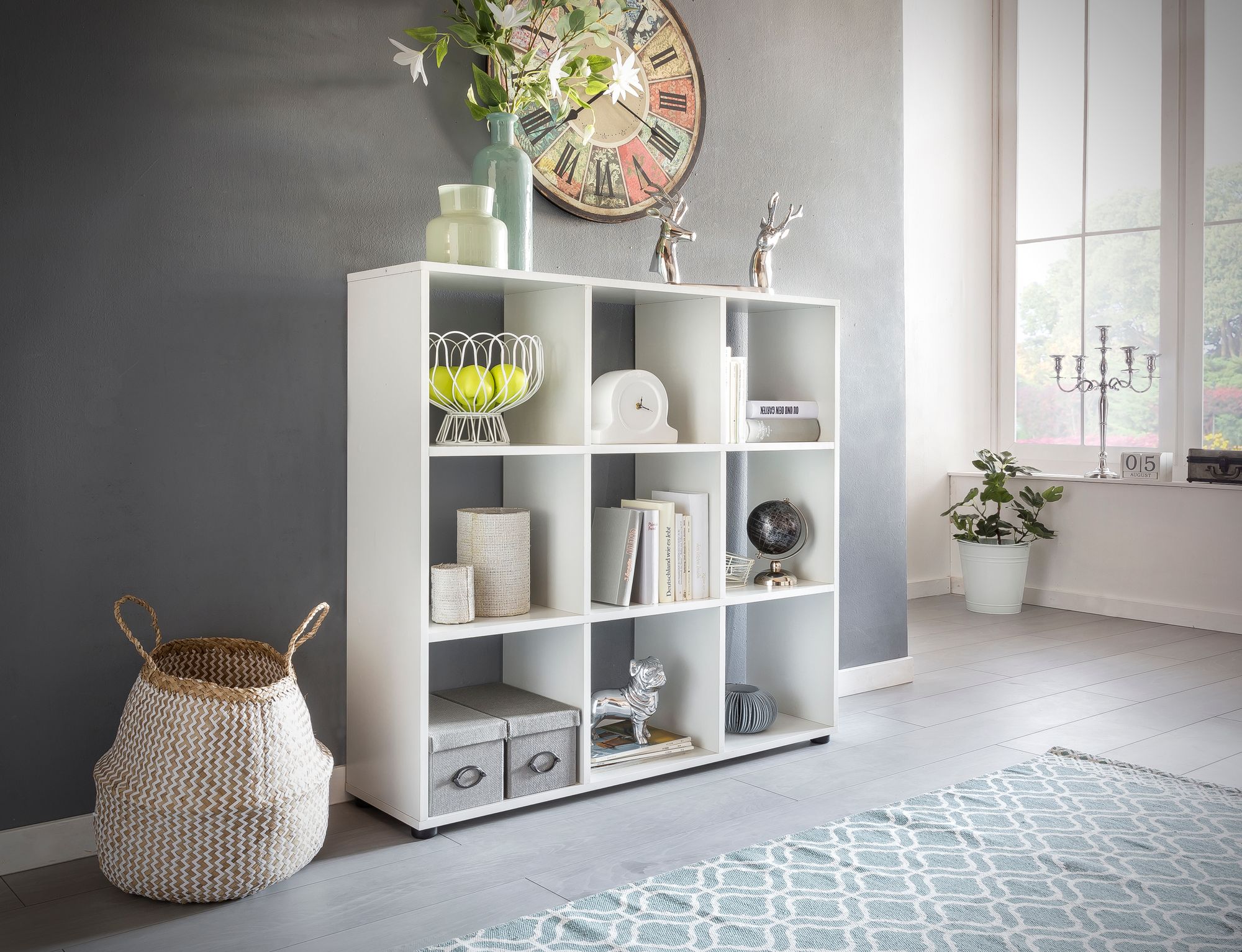 Librería de diseño zara con 9 compartimentos blanco 108 x 104 x 29 cm