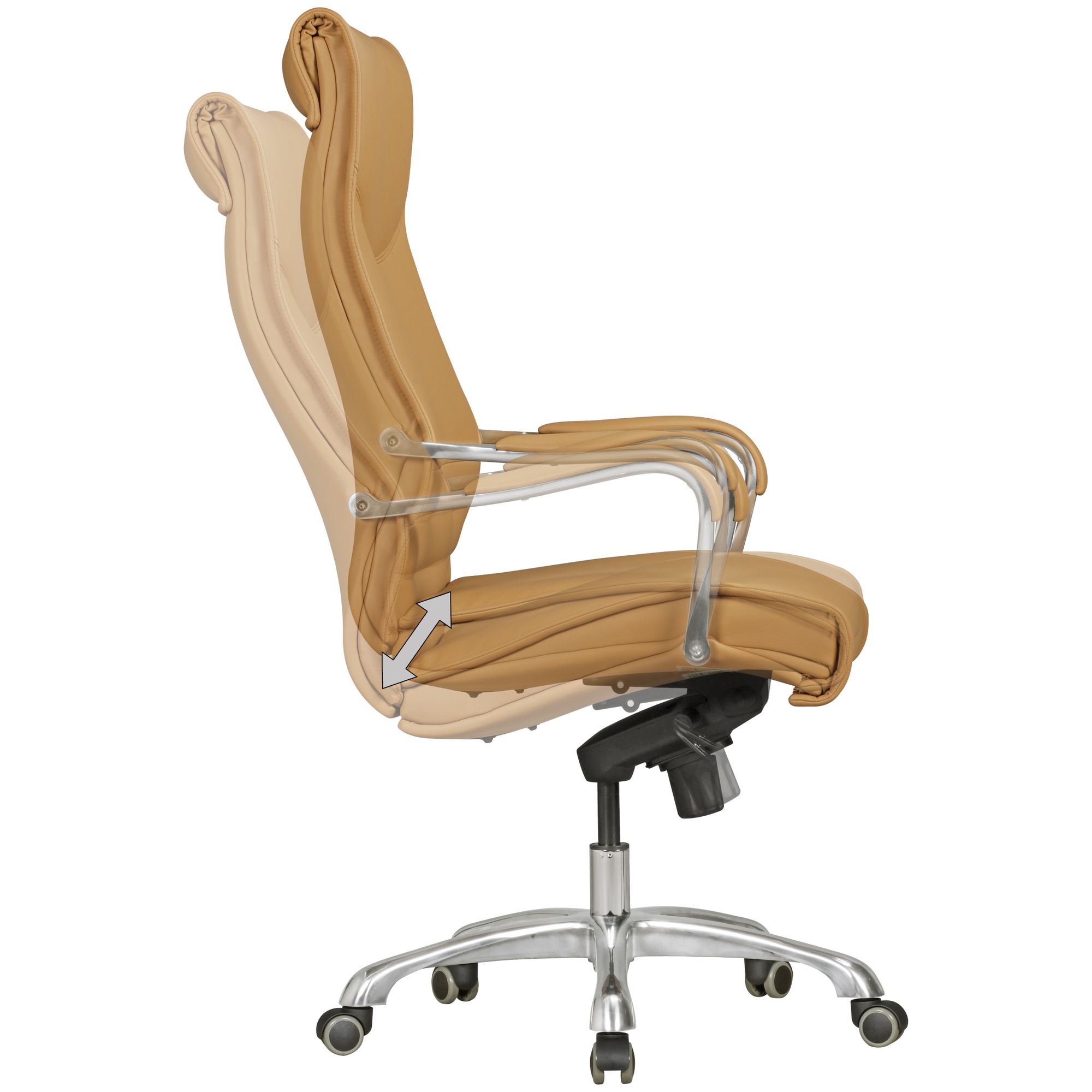 Oficina  bigboss cubierta silla de escritorio de diseño imitación cuero caramelo x-xl silla ejecutiva de 150 kg silla giratoria ajustable en altura ergonómica con reposabrazos tapizado función de balancín alto respaldo h