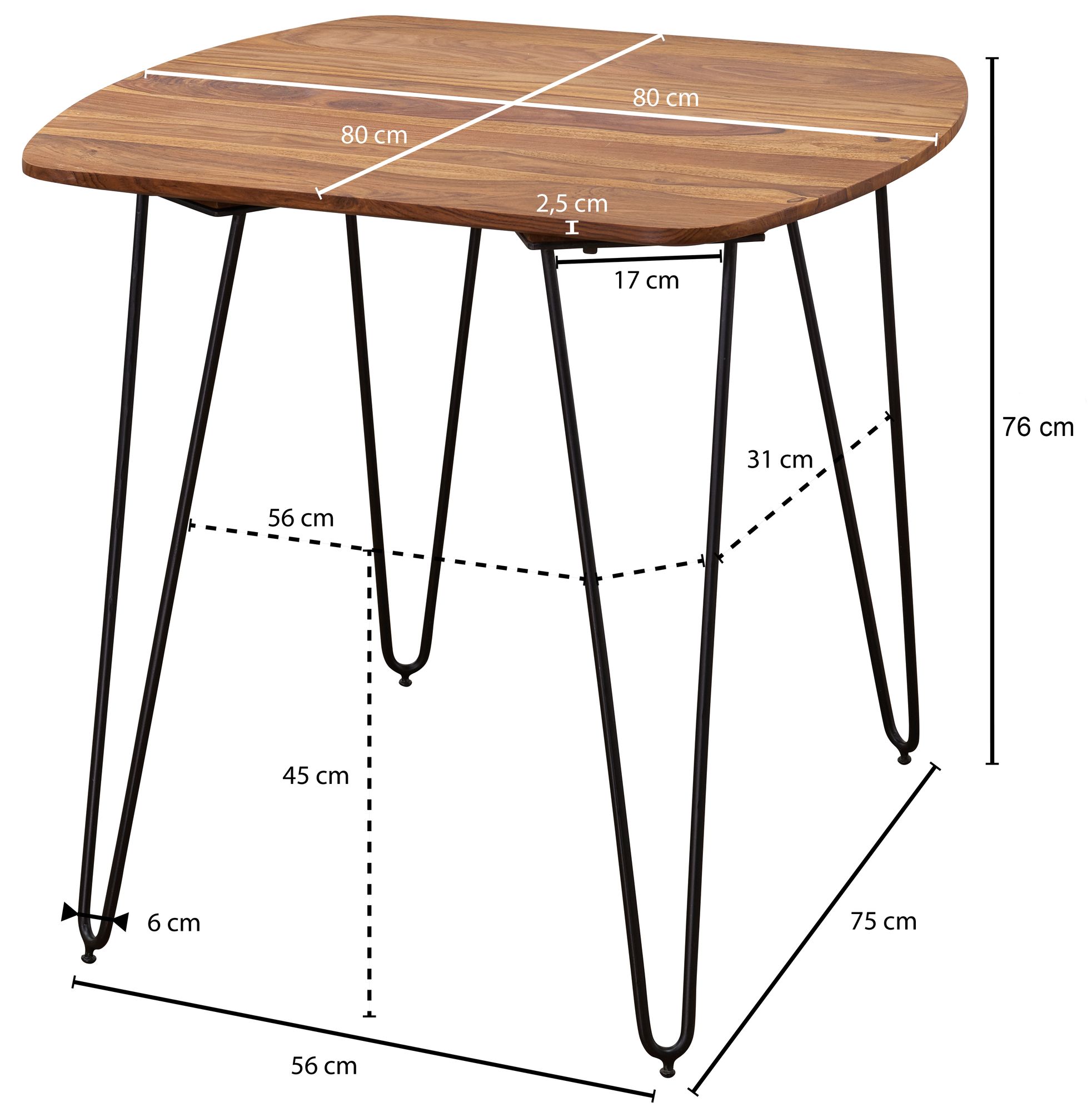 Comedor  kela 80x80x76 cm madera maciza sheesham