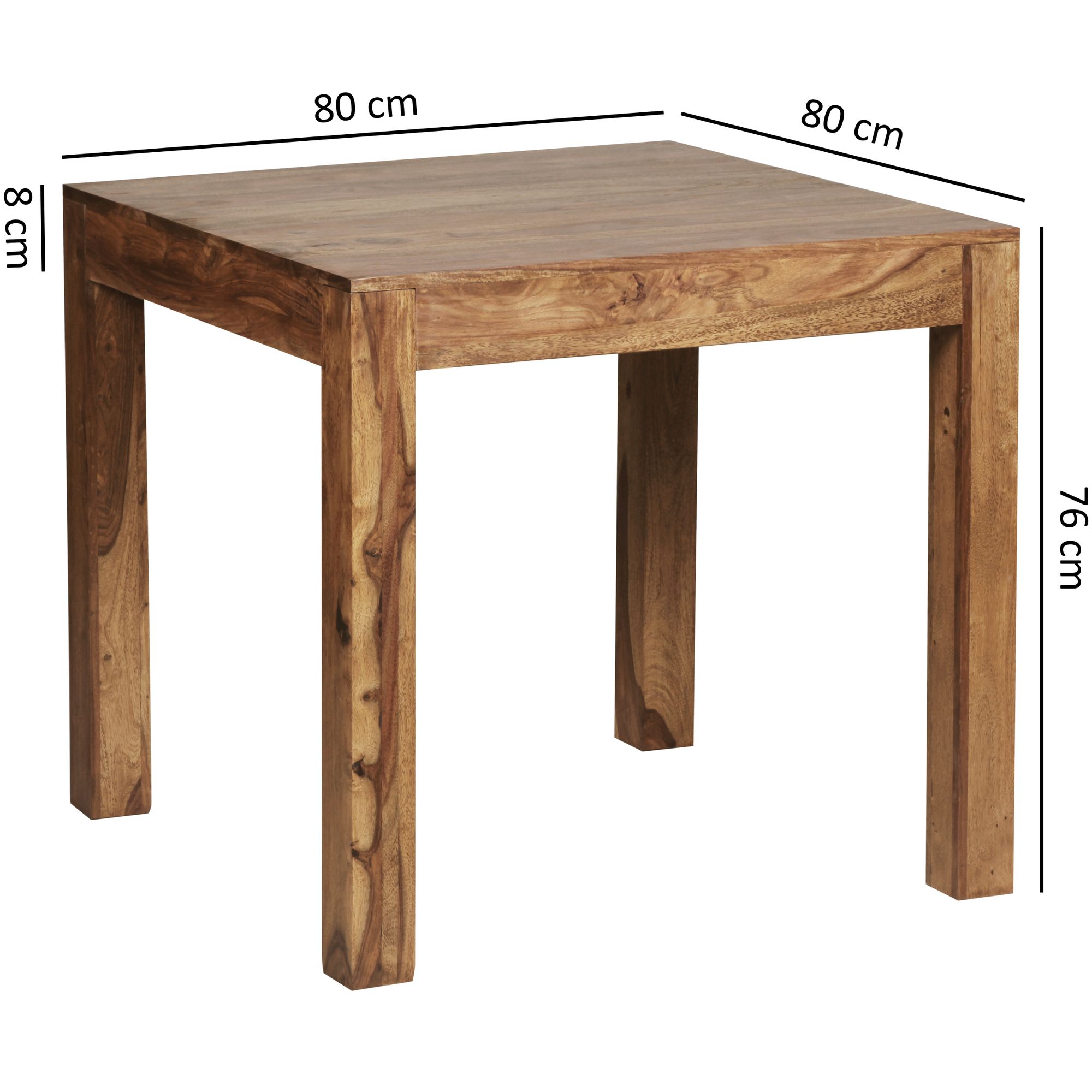 Mesa de comedor mumbai madera maciza sheesham 80 cm mesa de comedor mesa de madera mesa de cocina de diseño estilo rústico marrón oscuro