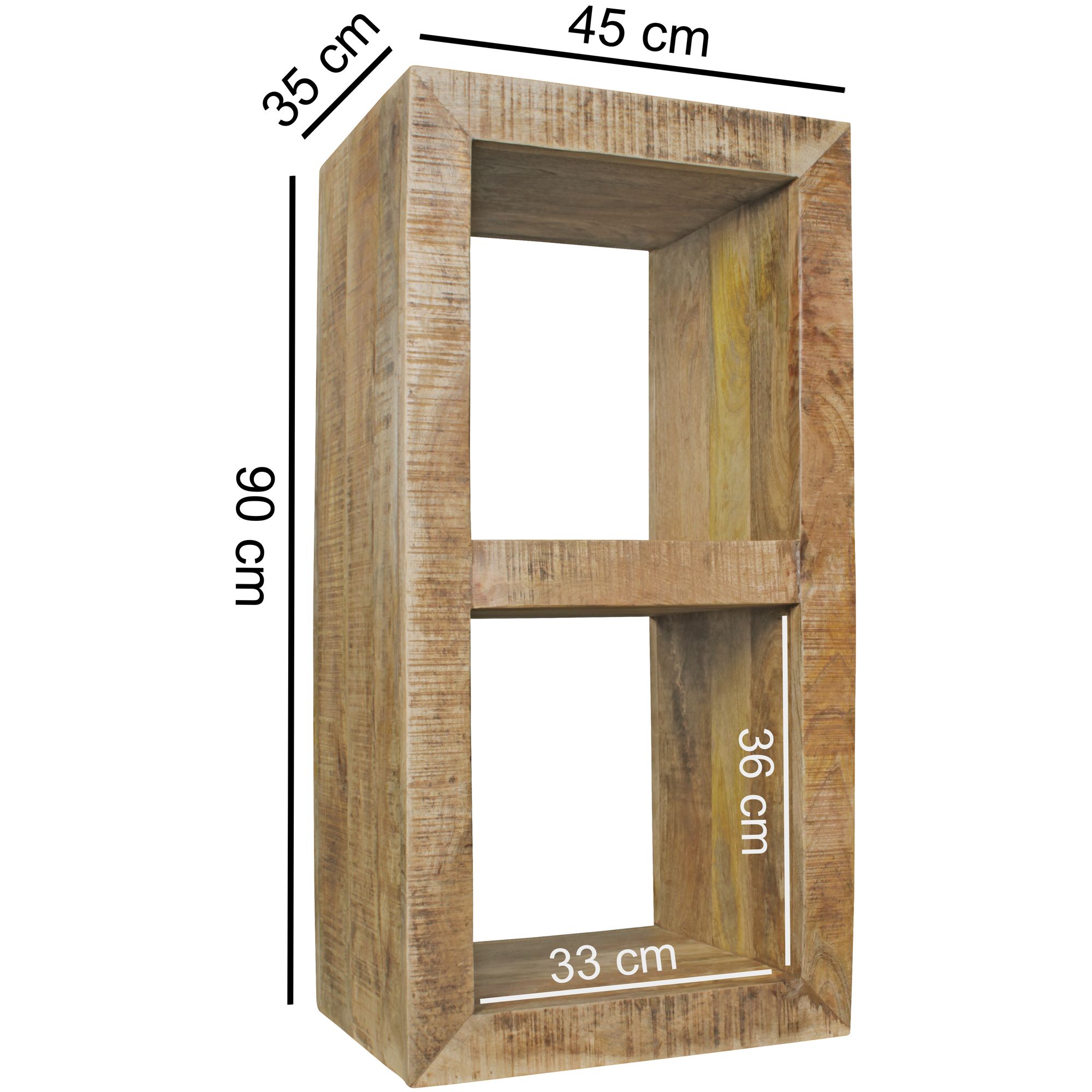 Pie estanterías rustica madera sólida mango 90 x 45 x 35 cm 2 estantes