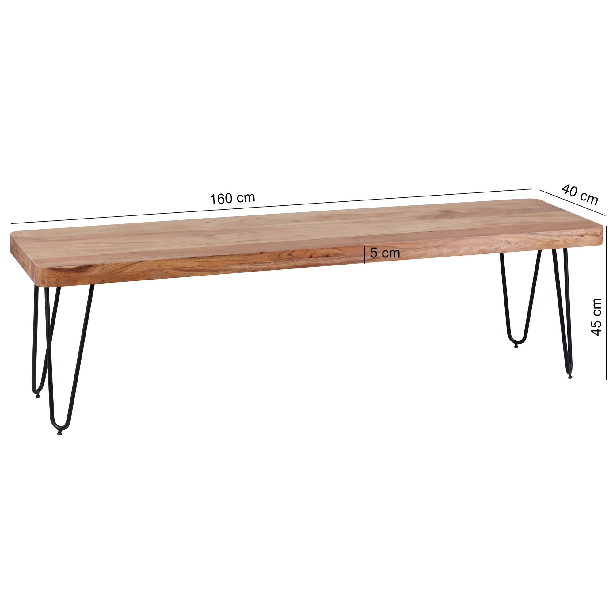 Banco de comedor bagli madera maciza acacia 160 x 45 x 40 cm banco de madera producto natural banco de cocina de estilo rústico