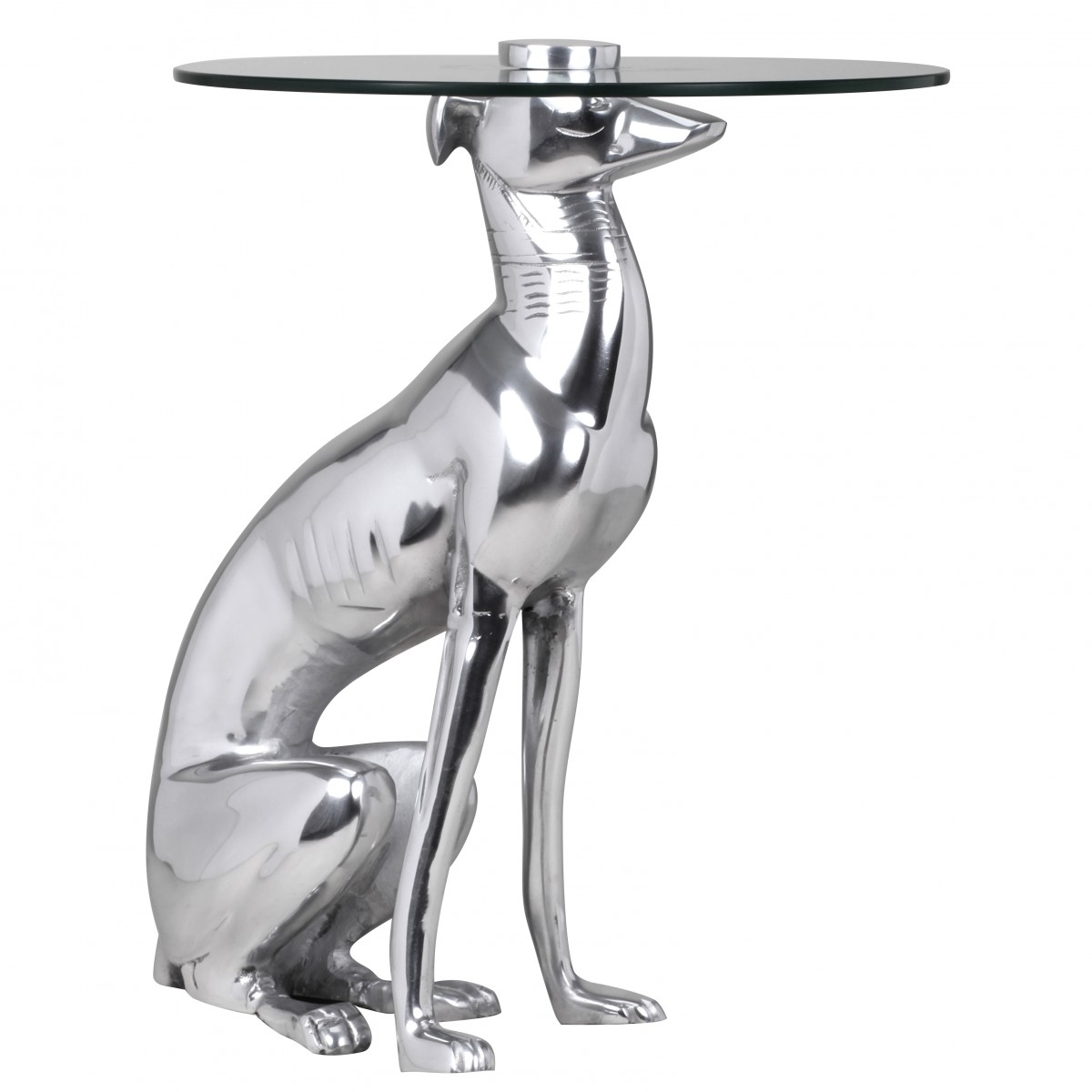 Design deco figura perro fabricada en aluminio color plata