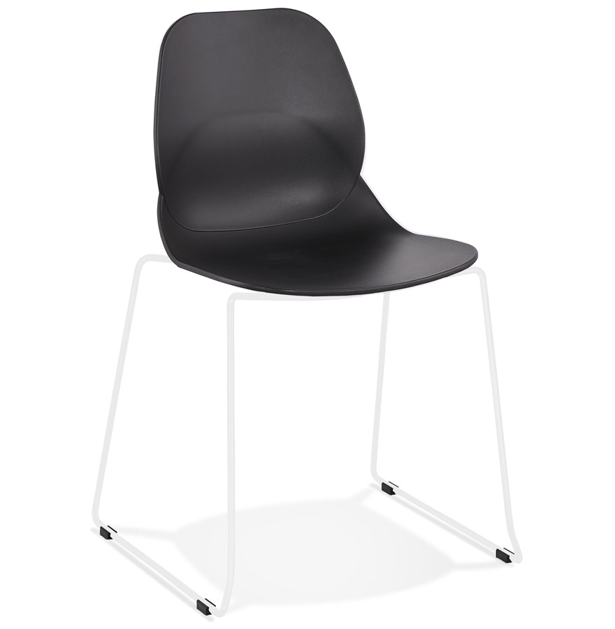 Silla de diseño 'NUMERIK' negra con patas de metal blanco